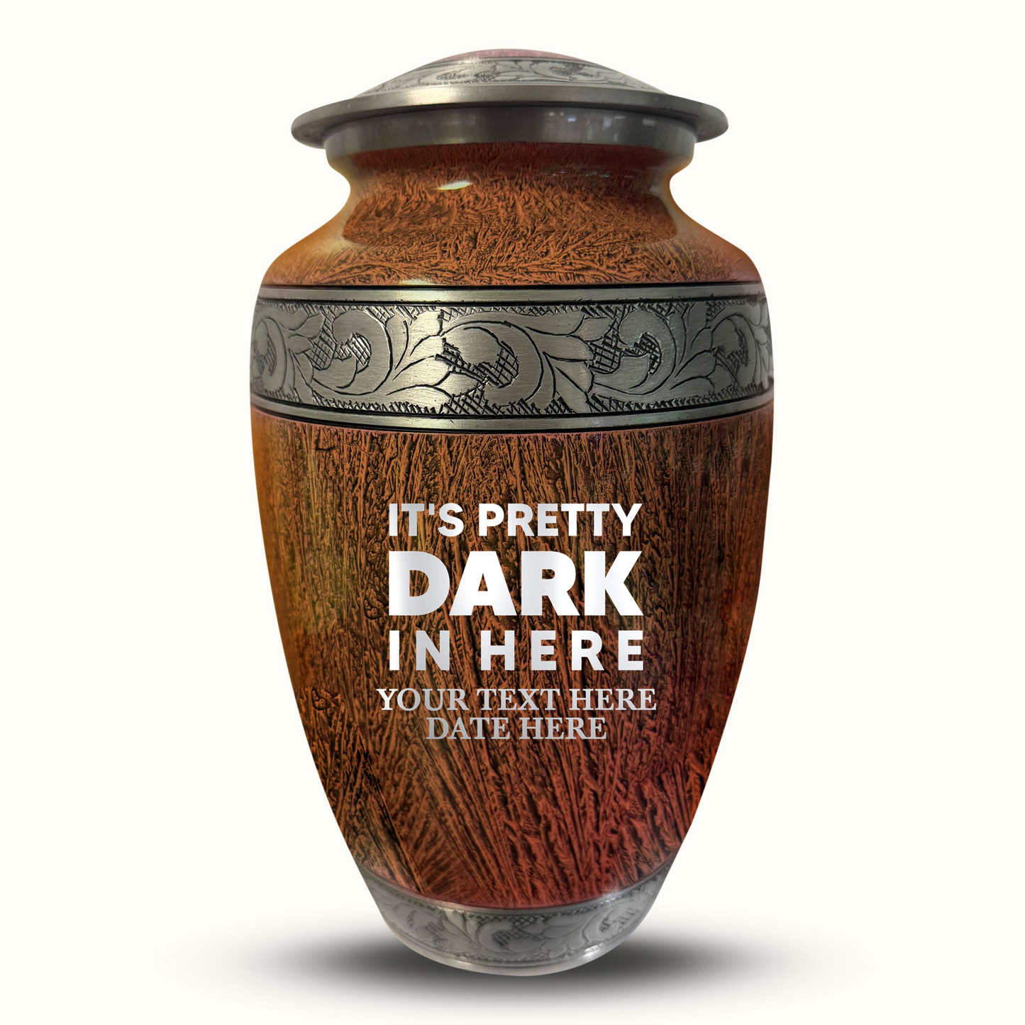 Custom Large Cremation Urn for Human Ashes - Elevate Collection - Just Funny Design - Distressed Finish - 200 Cubic Inch