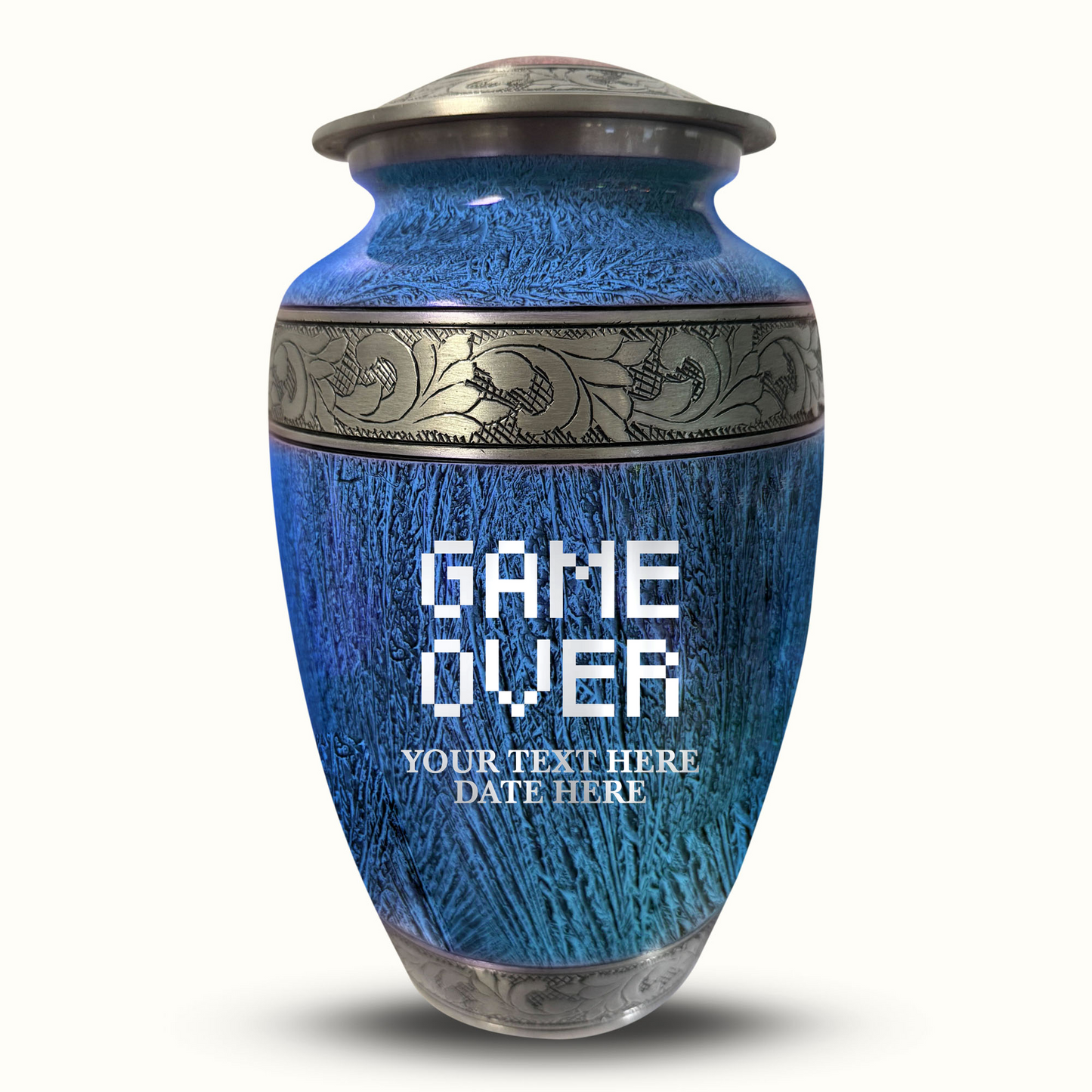 Custom Large Cremation Urn for Human Ashes - Elevate Collection - Funny Gaming Design - Distressed Finish - 200 Cubic Inch