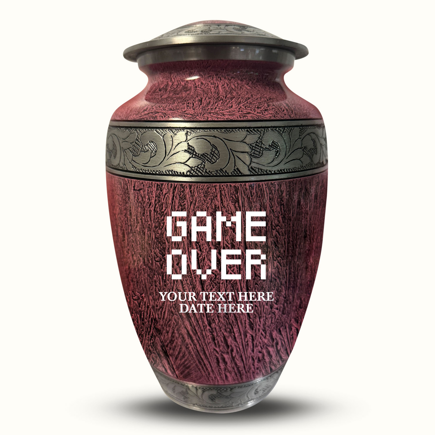 Custom Large Cremation Urn for Human Ashes - Elevate Collection - Funny Gaming Design - Distressed Finish - 200 Cubic Inch