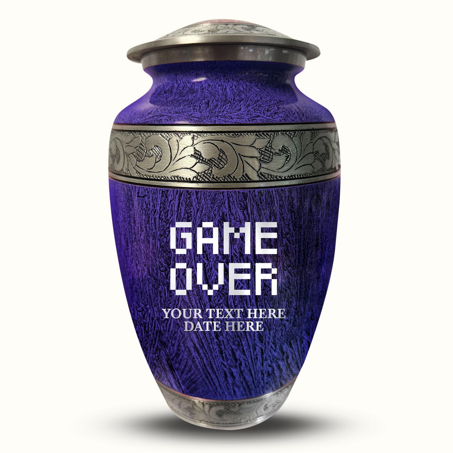 Custom Large Cremation Urn for Human Ashes - Elevate Collection - Funny Gaming Design - Distressed Finish - 200 Cubic Inch