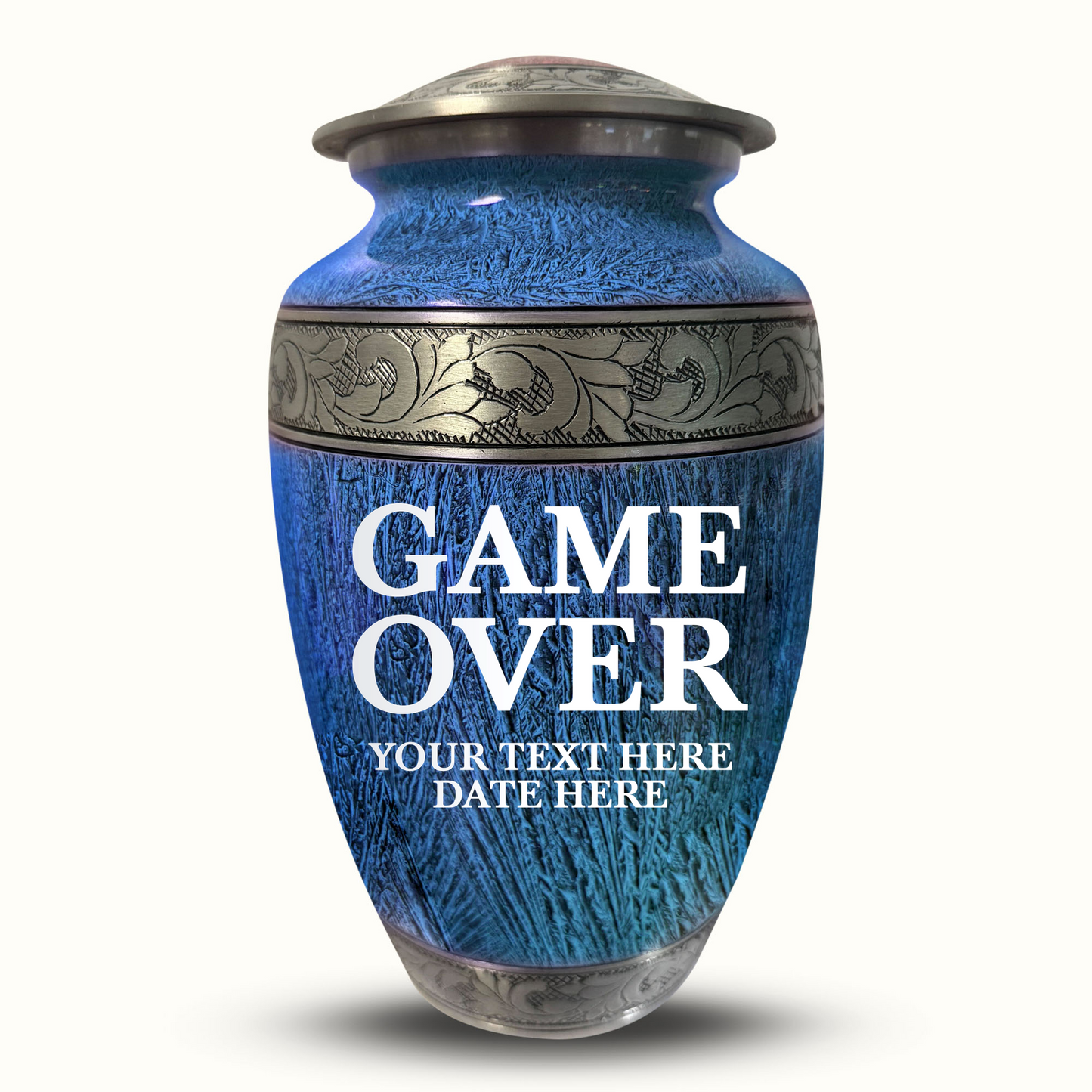 Custom Large Cremation Urn for Human Ashes - Elevate Collection - Funny Gaming Design - Distressed Finish - 200 Cubic Inch