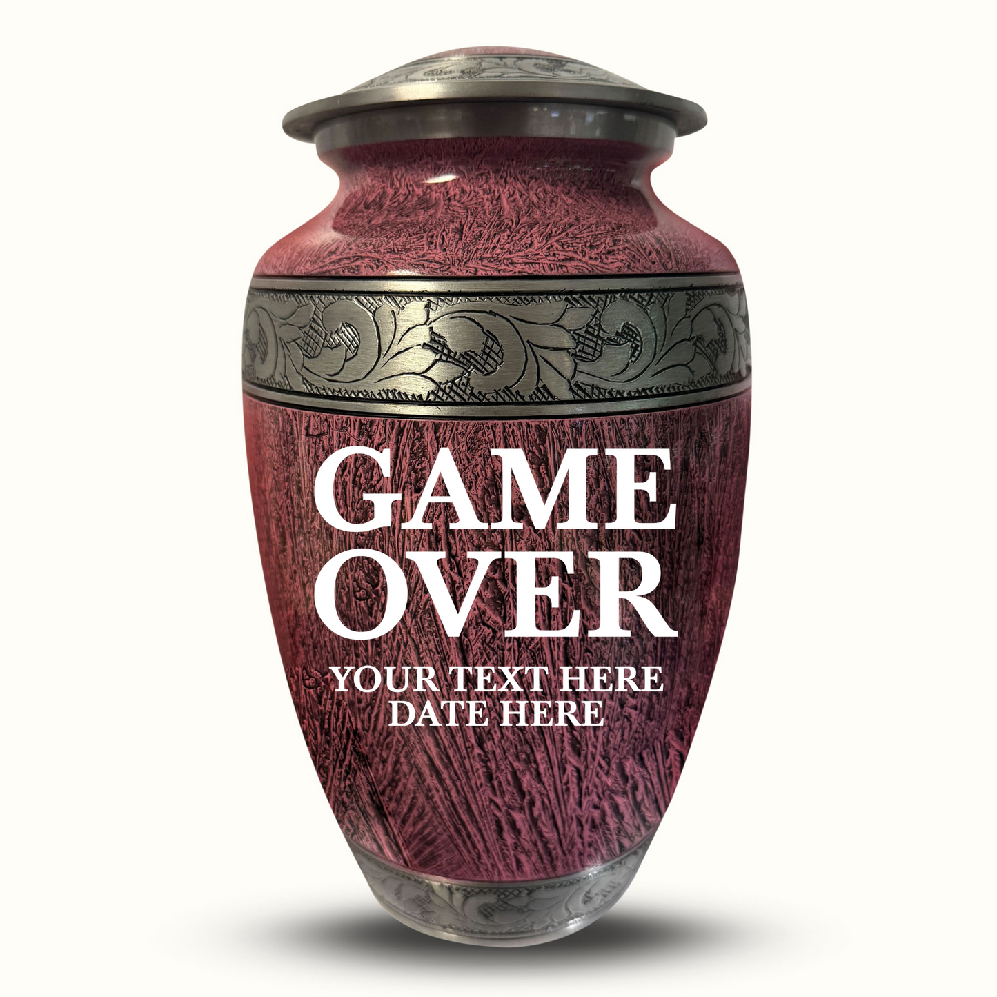 Custom Large Cremation Urn for Human Ashes - Elevate Collection - Funny Gaming Design - Distressed Finish - 200 Cubic Inch