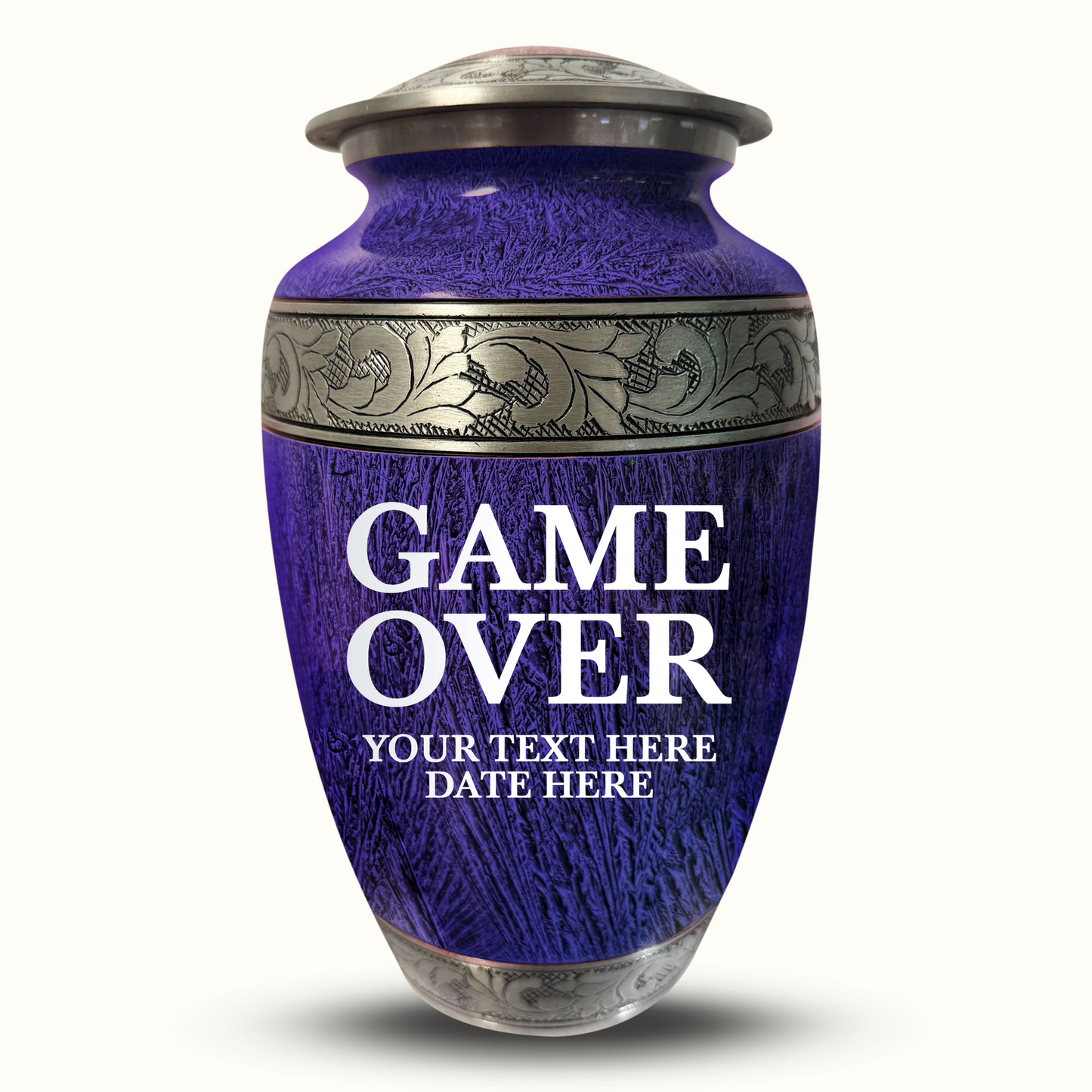 Custom Large Cremation Urn for Human Ashes - Elevate Collection - Funny Gaming Design - Distressed Finish - 200 Cubic Inch