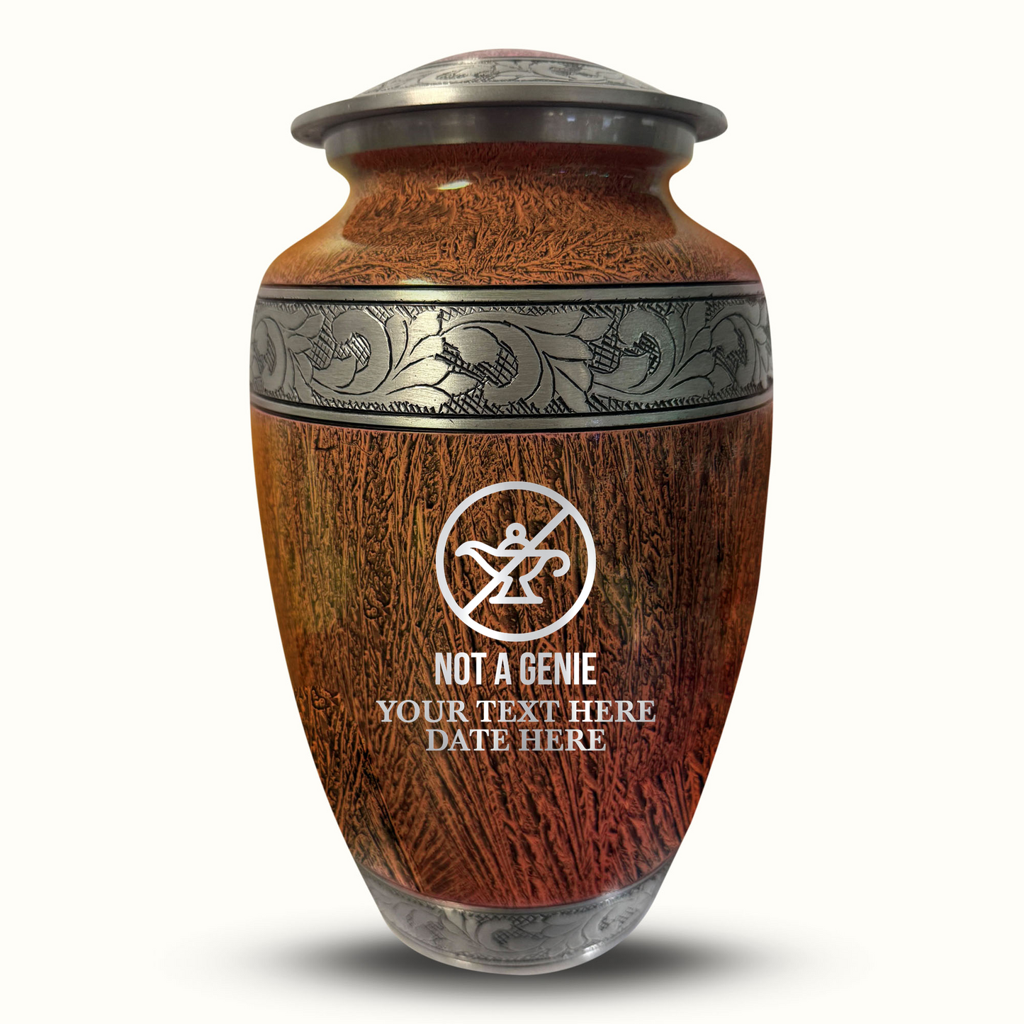 Custom Large Cremation Urn for Human Ashes - Elevate Collection - Funny TV Design - Distressed Finish - 200 Cubic Inch