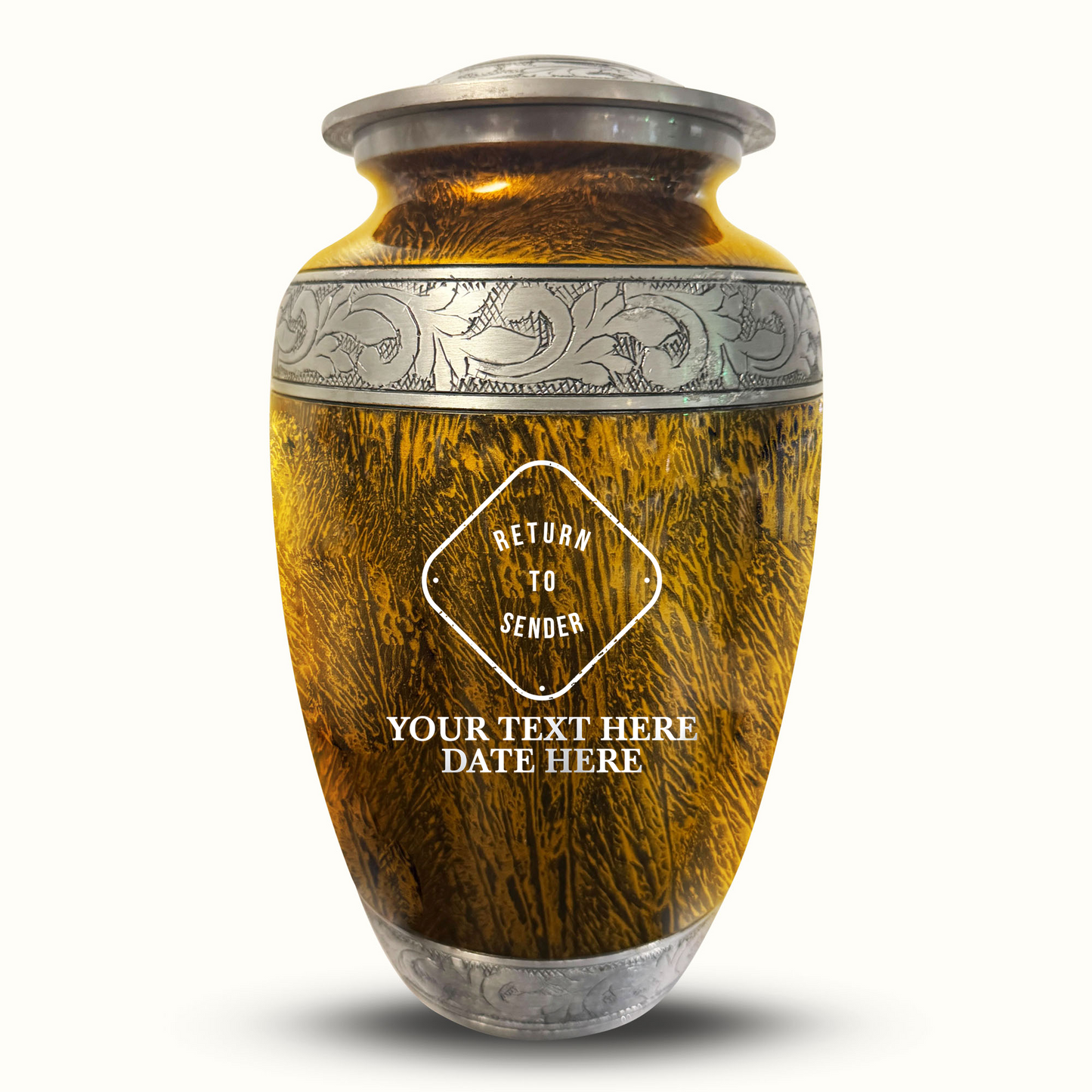 Custom Large Cremation Urn for Human Ashes - Elevate Collection - Funny Office Design - Distressed Finish - 200 Cubic Inch