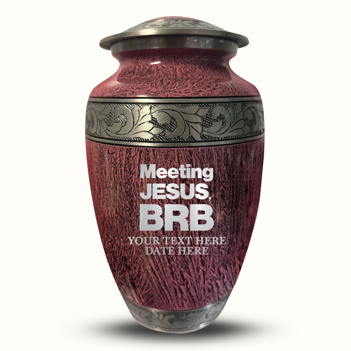 Custom Large Cremation Urn for Human Ashes - Elevate Collection - Funny Religious Design - Distressed Finish - 200 Cubic Inch