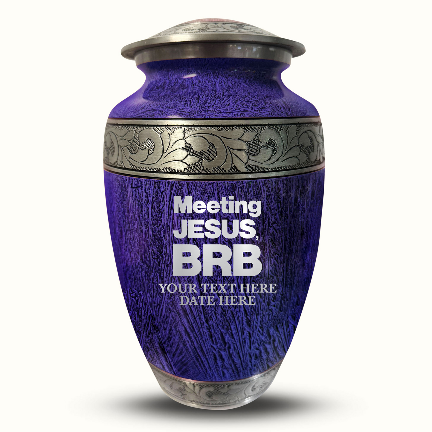 Custom Large Cremation Urn for Human Ashes - Elevate Collection - Funny Religious Design - Distressed Finish - 200 Cubic Inch
