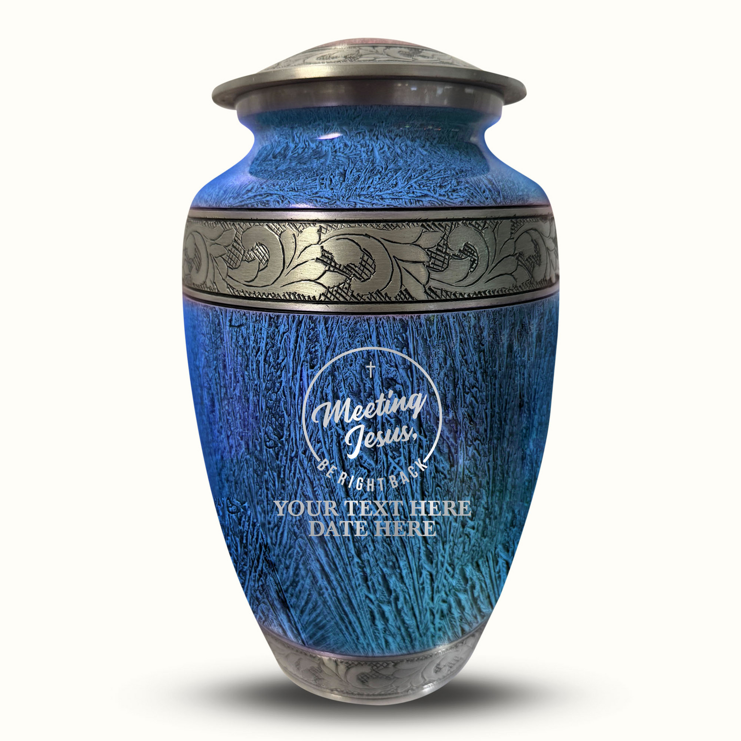 Custom Large Cremation Urn for Human Ashes - Elevate Collection - Funny Religious Design - Distressed Finish - 200 Cubic Inch