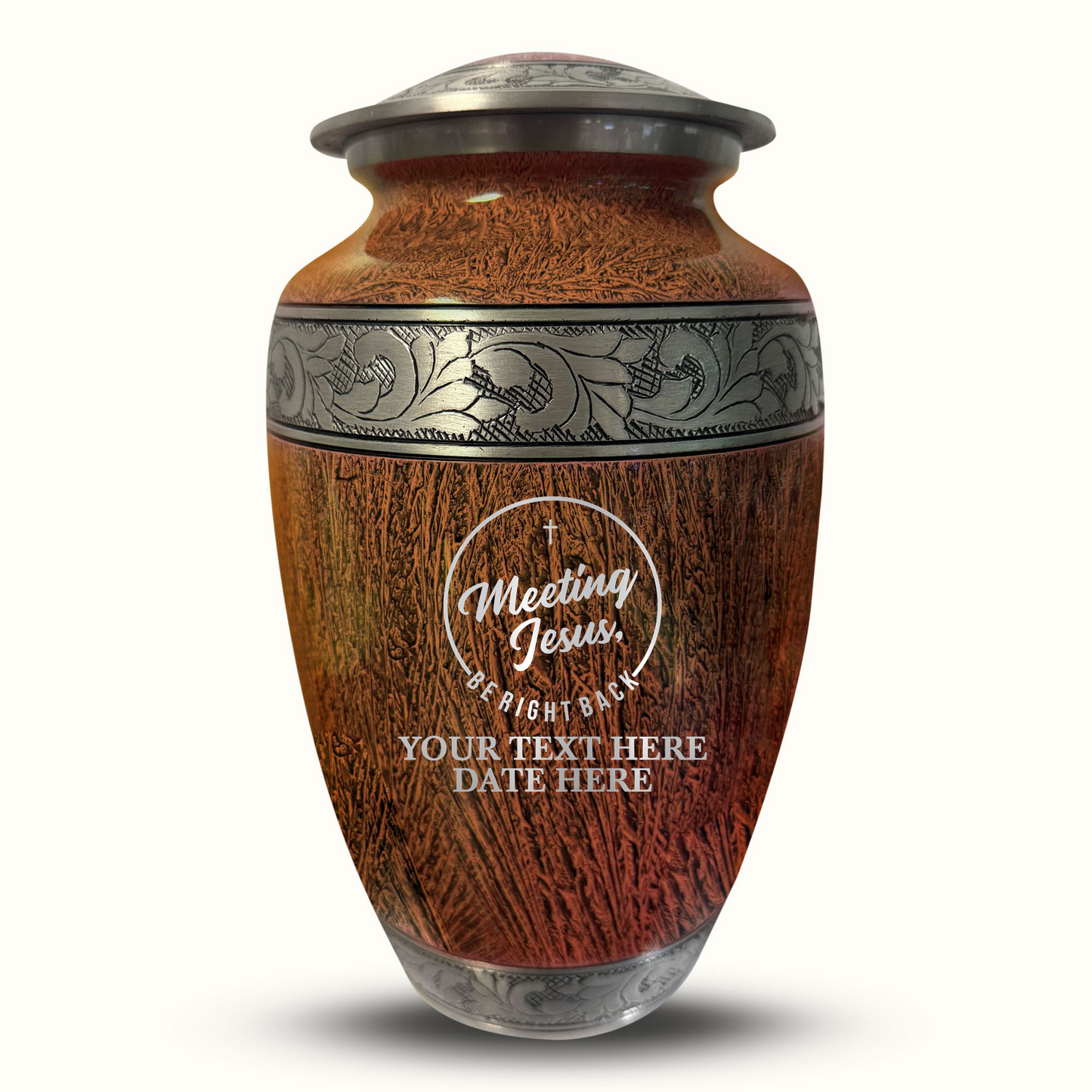 Custom Large Cremation Urn for Human Ashes - Elevate Collection - Funny Religious Design - Distressed Finish - 200 Cubic Inch