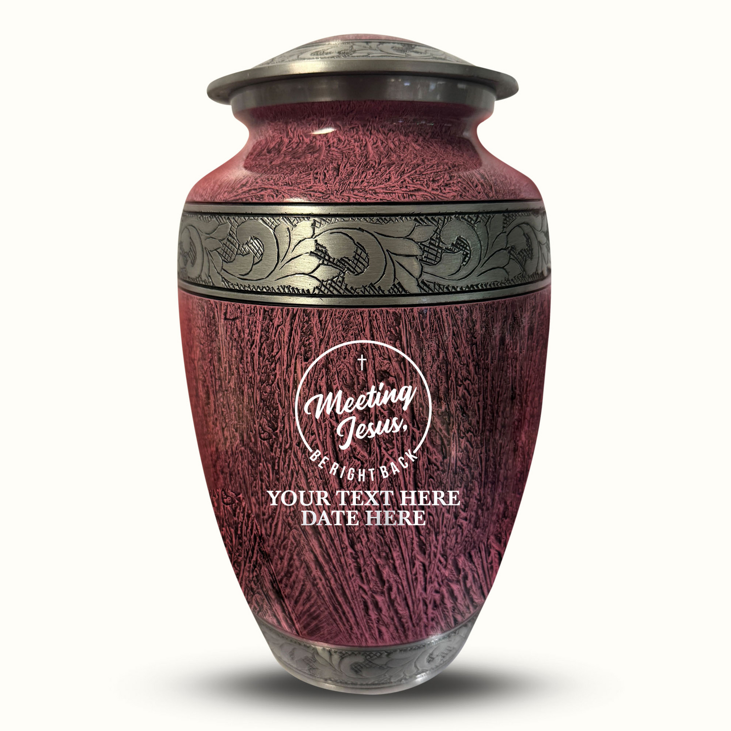 Custom Large Cremation Urn for Human Ashes - Elevate Collection - Funny Religious Design - Distressed Finish - 200 Cubic Inch