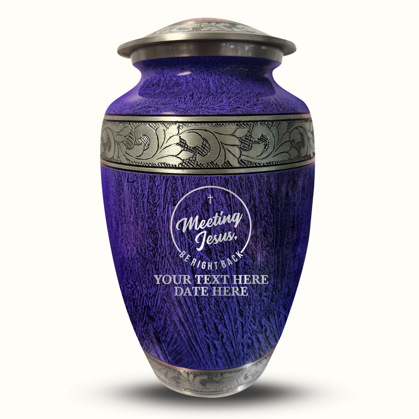Custom Large Cremation Urn for Human Ashes - Elevate Collection - Funny Religious Design - Distressed Finish - 200 Cubic Inch