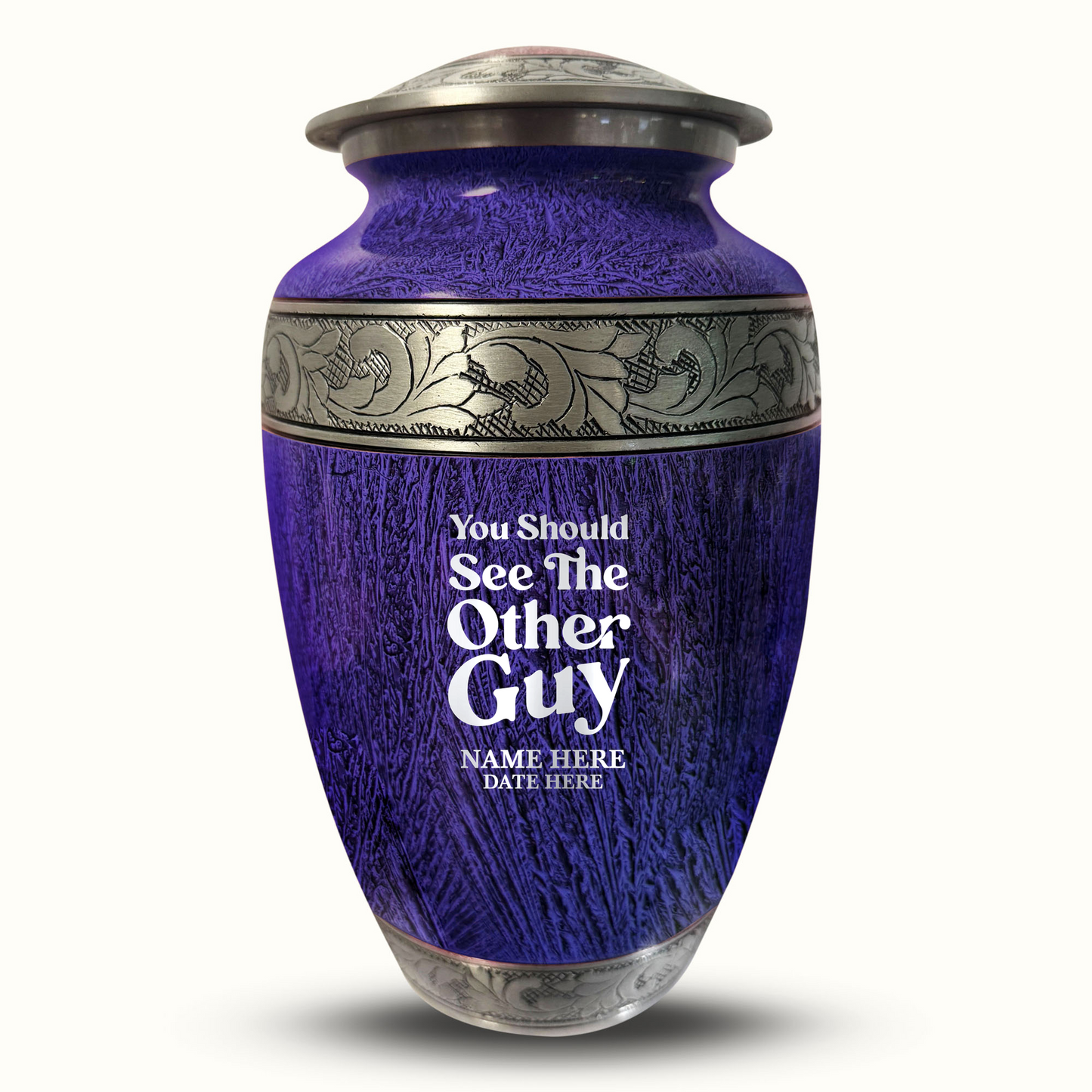Custom Large Cremation Urn for Human Ashes - Elevate Collection - Dark Humor Design - Distressed Finish - 200 Cubic Inch
