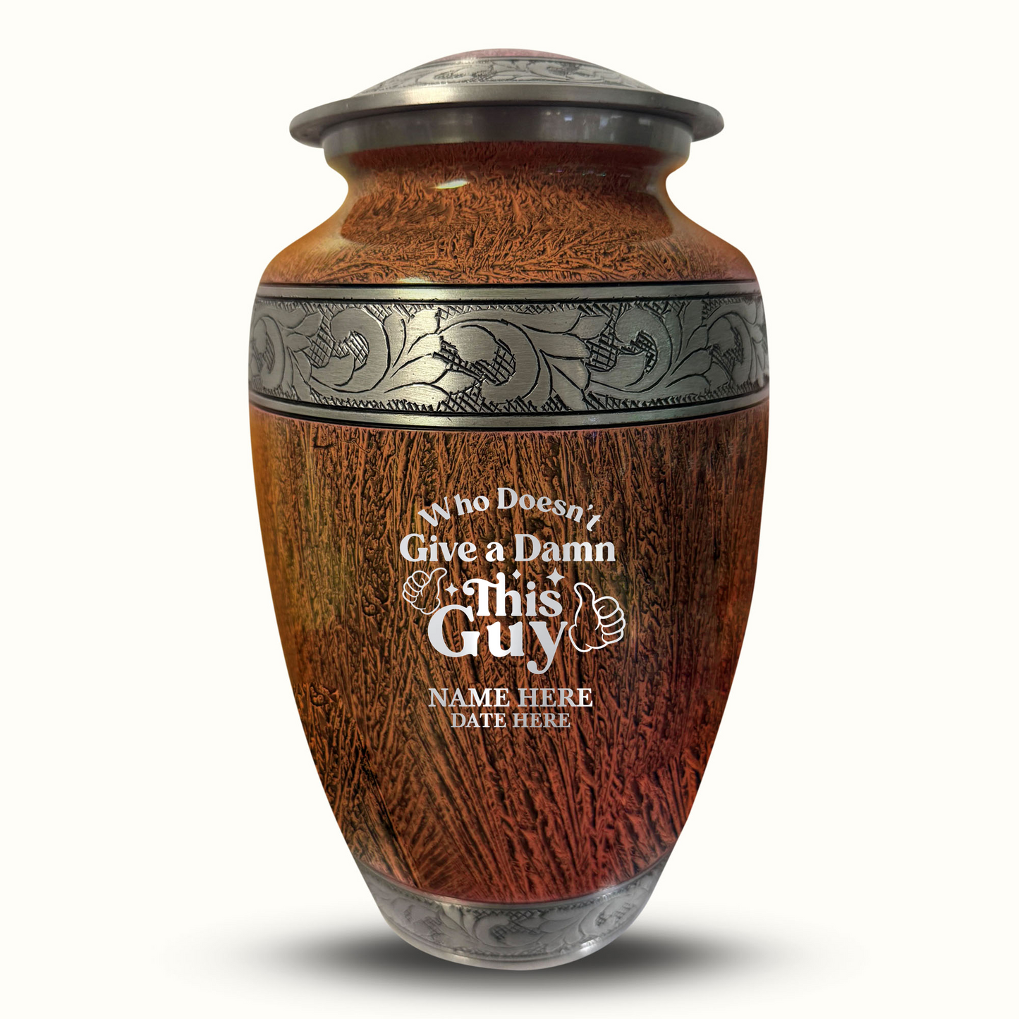 Custom Large Cremation Urn for Human Ashes - Elevate Collection - Dark Humor Design - Distressed Finish - 200 Cubic Inch