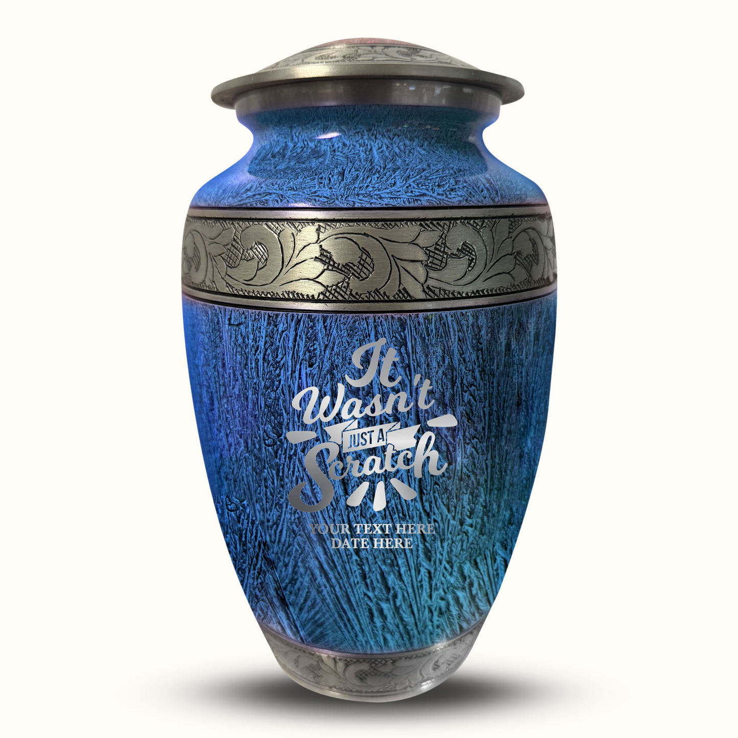 Custom Large Cremation Urn for Human Ashes - Elevate Collection - Dark Humor Design - Distressed Finish - 200 Cubic Inch