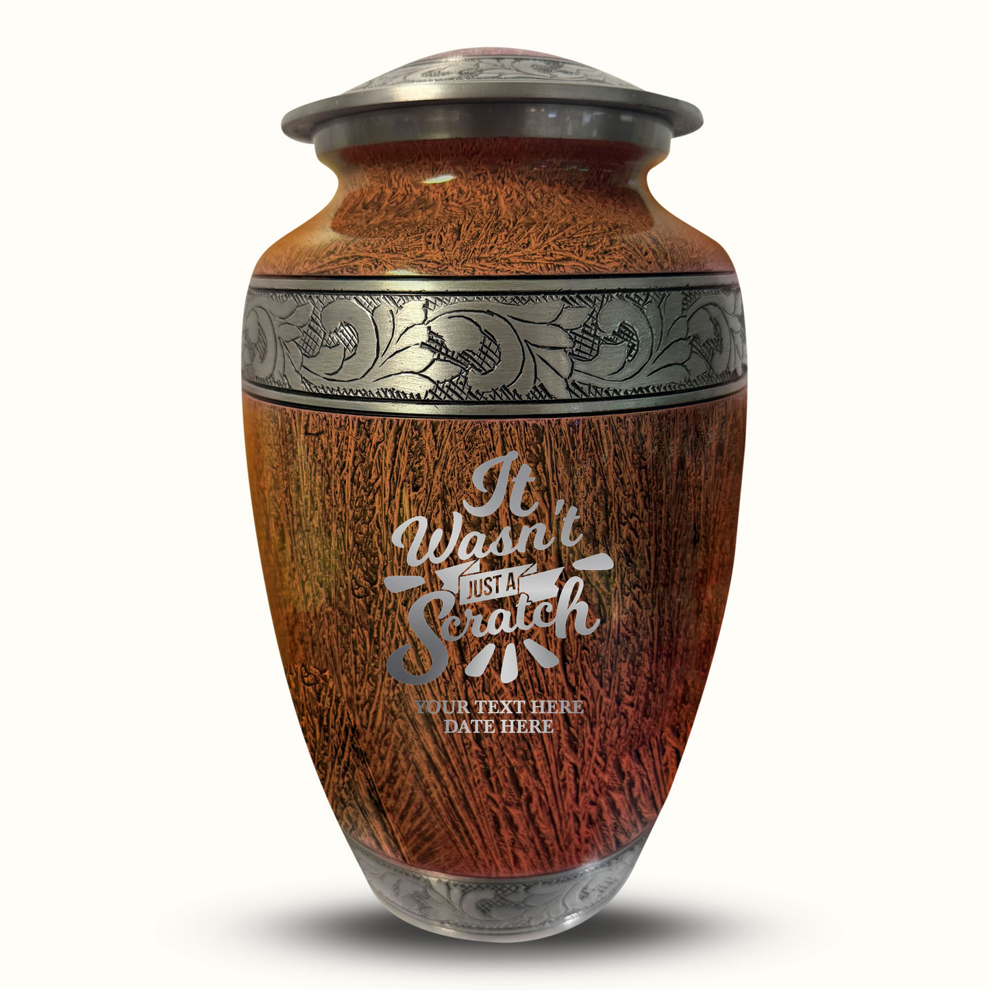 Custom Large Cremation Urn for Human Ashes - Elevate Collection - Dark Humor Design - Distressed Finish - 200 Cubic Inch