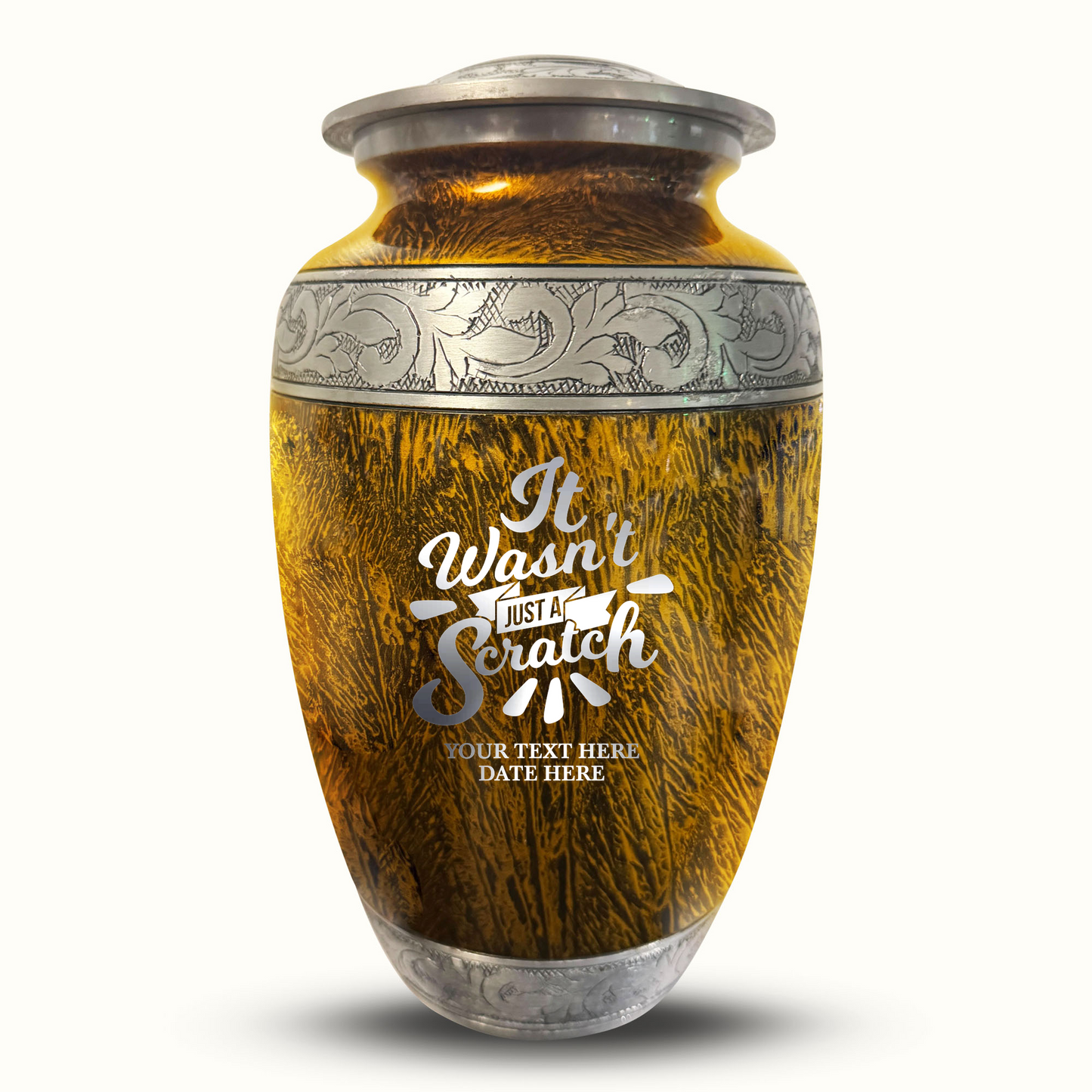Custom Large Cremation Urn for Human Ashes - Elevate Collection - Dark Humor Design - Distressed Finish - 200 Cubic Inch