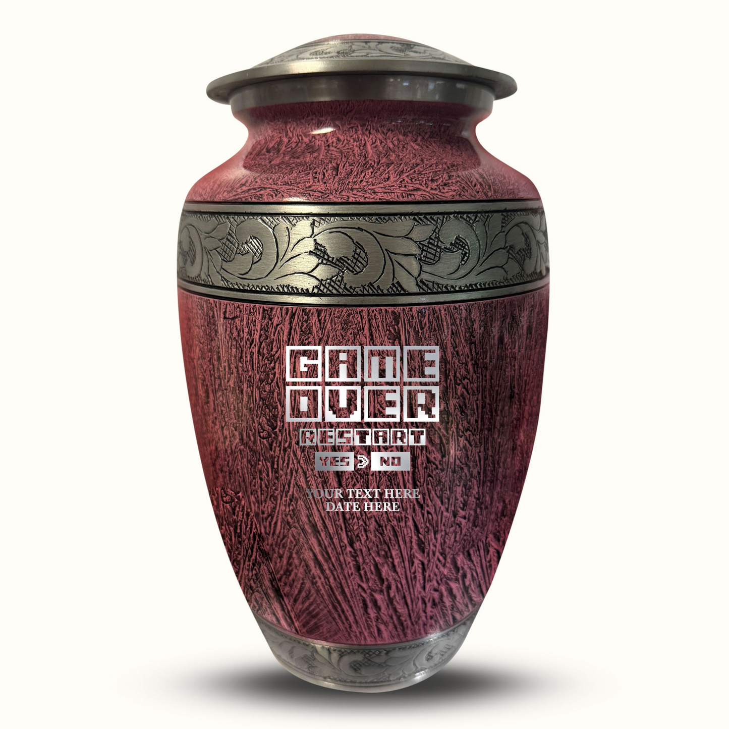 Custom Large Cremation Urn for Human Ashes - Elevate Collection - Funny Gaming Design - Distressed Finish - 200 Cubic Inch