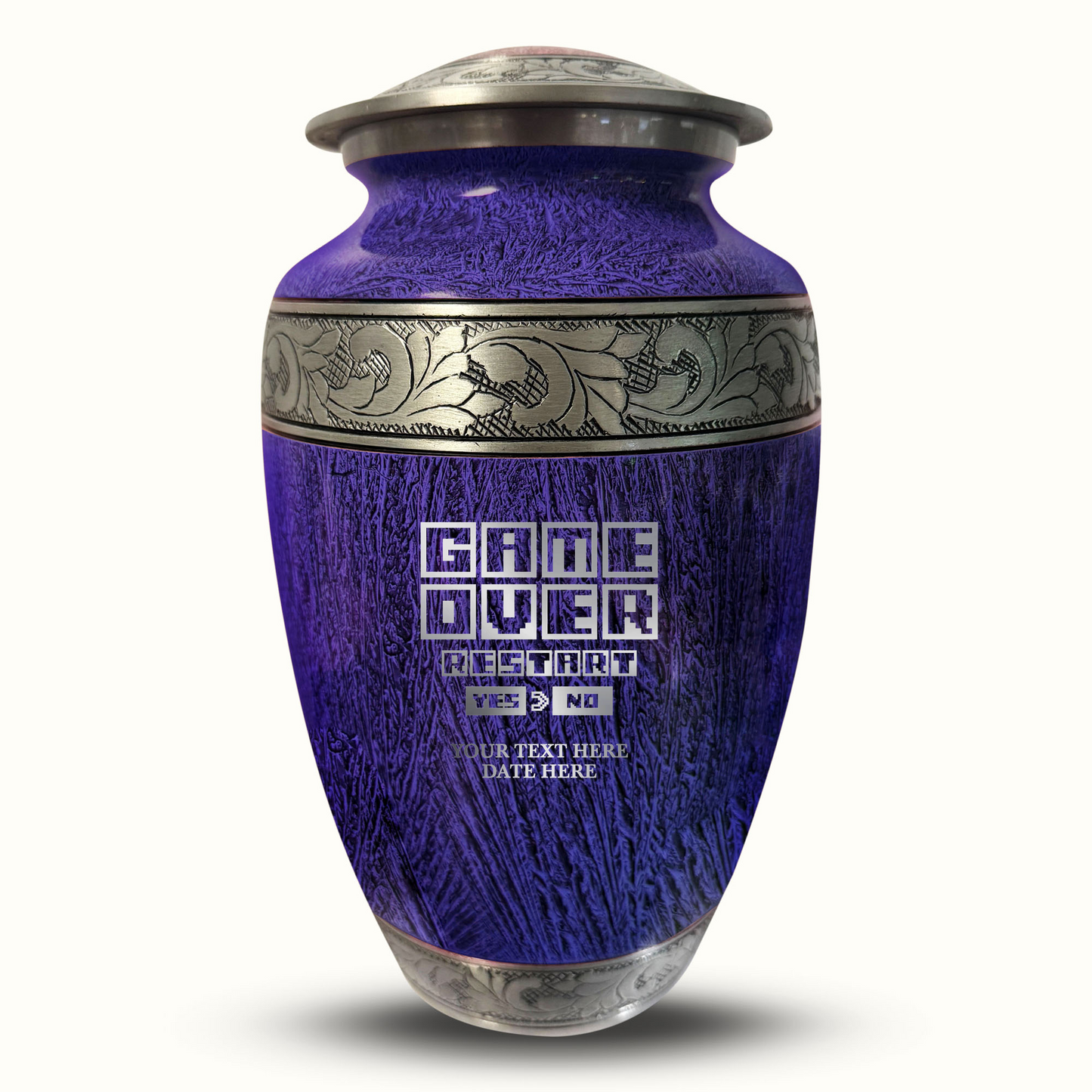 Custom Large Cremation Urn for Human Ashes - Elevate Collection - Funny Gaming Design - Distressed Finish - 200 Cubic Inch