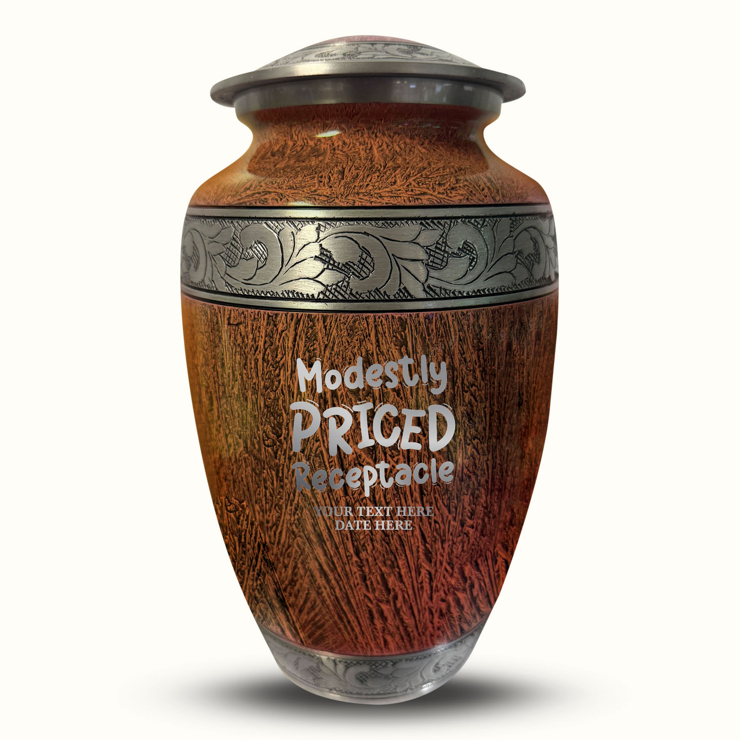 Custom Large Cremation Urn for Human Ashes - Elevate Collection - Funny TV Design - Distressed Finish - 200 Cubic Inch