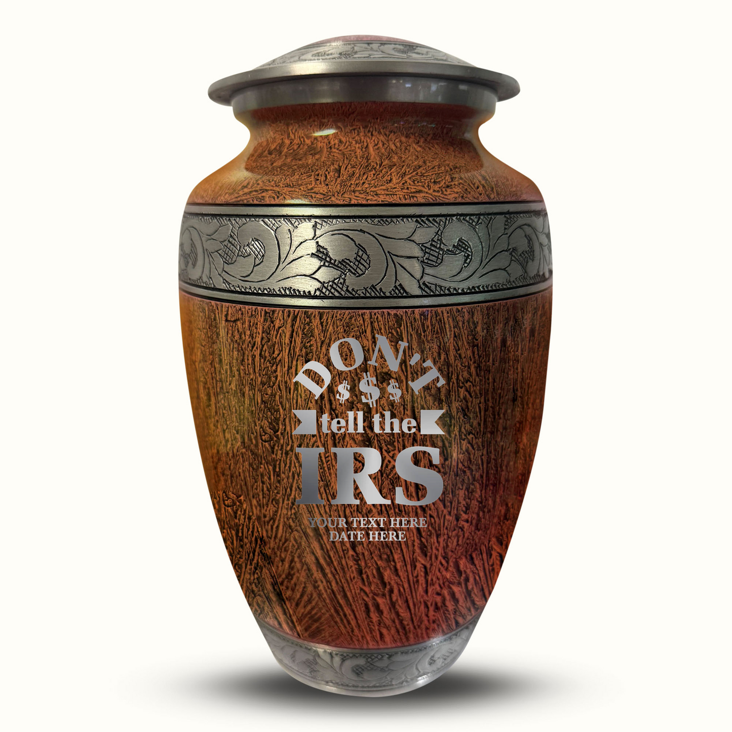 Custom Large Cremation Urn for Human Ashes - Elevate Collection - Funny Office Design - Distressed Finish - 200 Cubic Inch