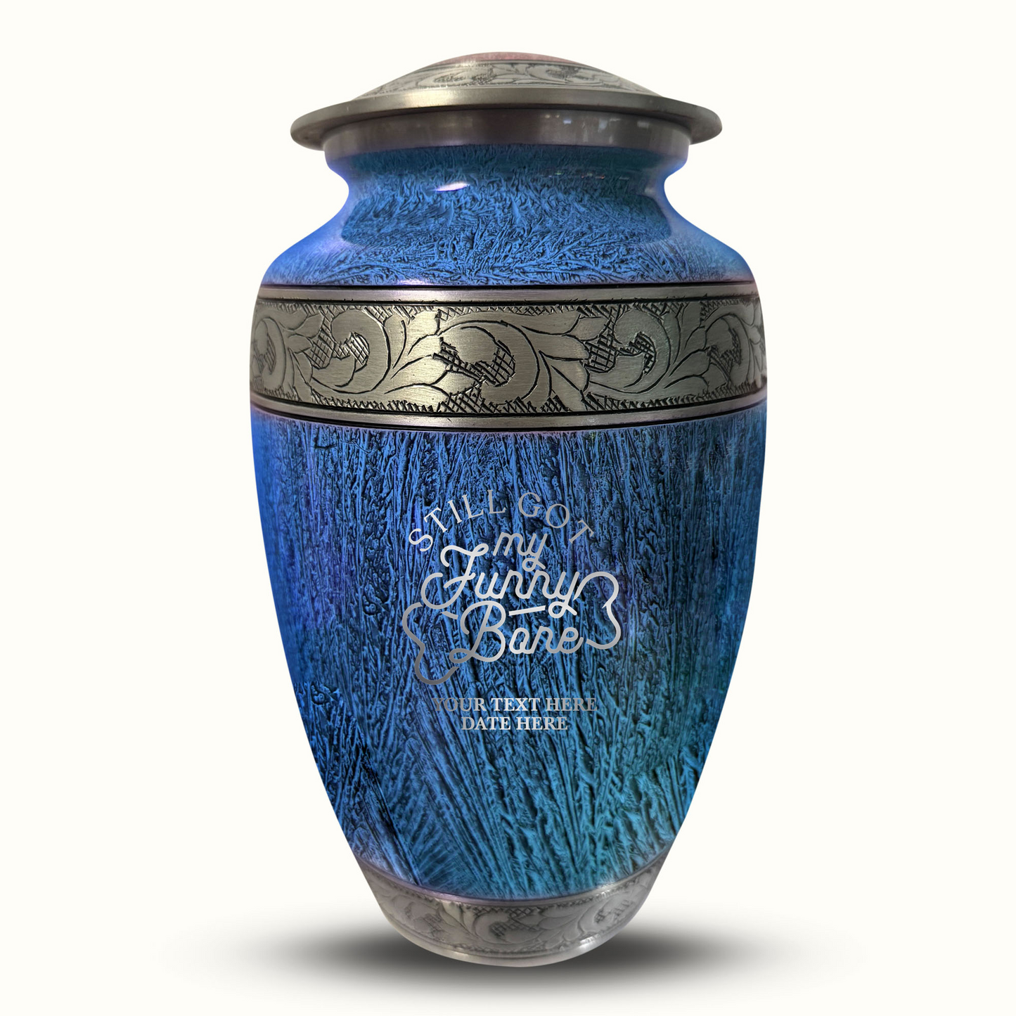 Custom Large Cremation Urn for Human Ashes - Elevate Collection - Simple Humor Design - Distressed Finish - 200 Cubic Inch