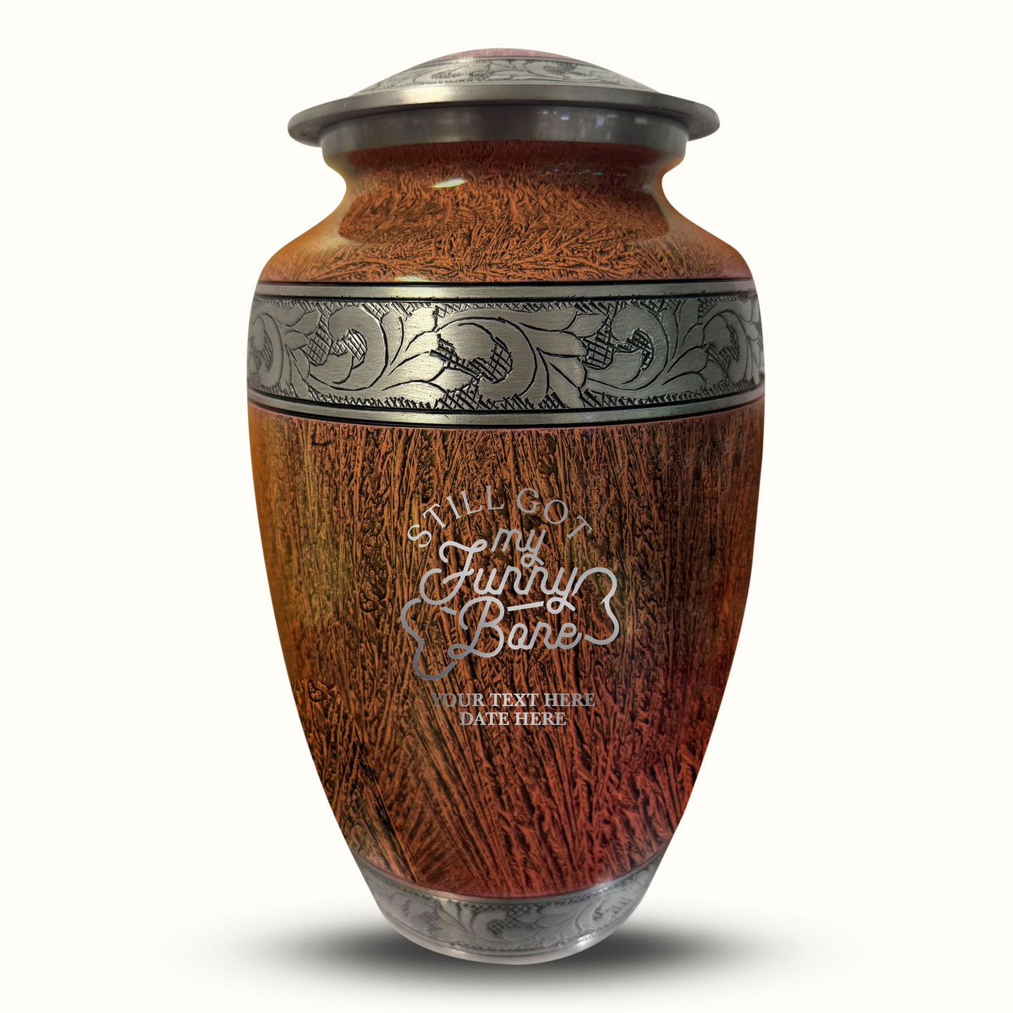 Custom Large Cremation Urn for Human Ashes - Elevate Collection - Simple Humor Design - Distressed Finish - 200 Cubic Inch