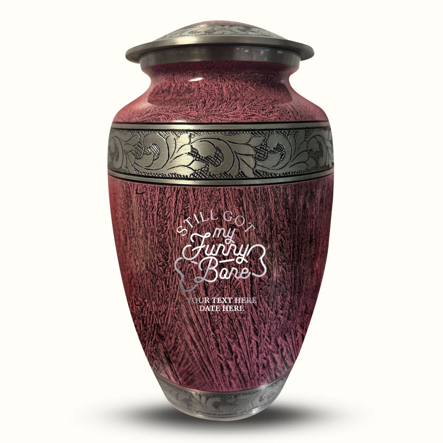 Custom Large Cremation Urn for Human Ashes - Elevate Collection - Simple Humor Design - Distressed Finish - 200 Cubic Inch