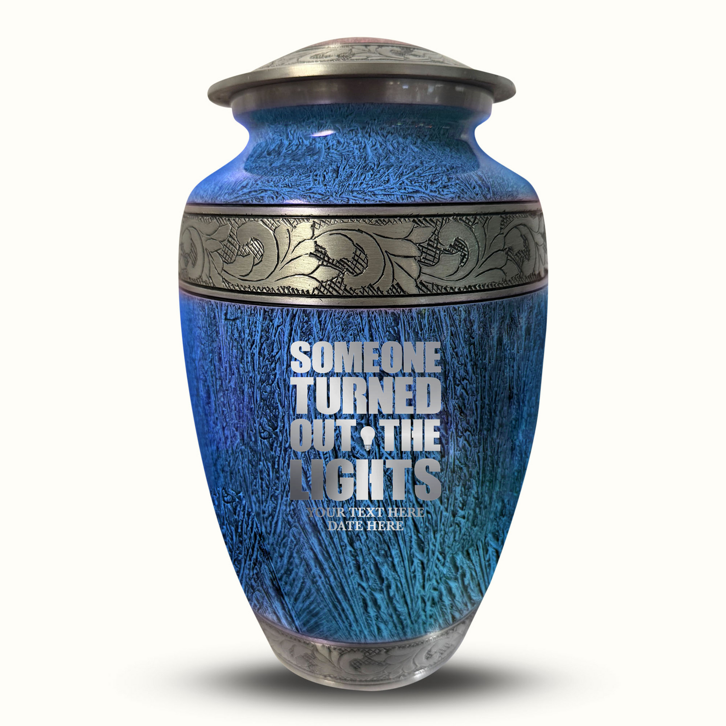 Custom Large Cremation Urn for Human Ashes - Elevate Collection - Simple Humor Design - Distressed Finish - 200 Cubic Inch