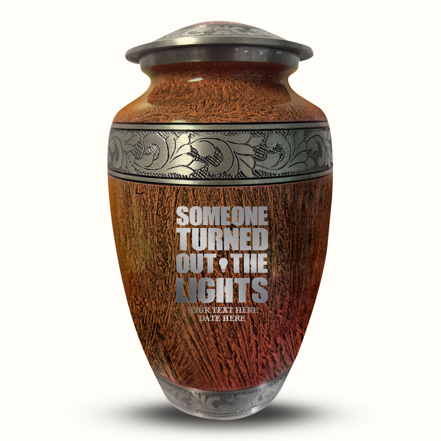 Custom Large Cremation Urn for Human Ashes - Elevate Collection - Simple Humor Design - Distressed Finish - 200 Cubic Inch