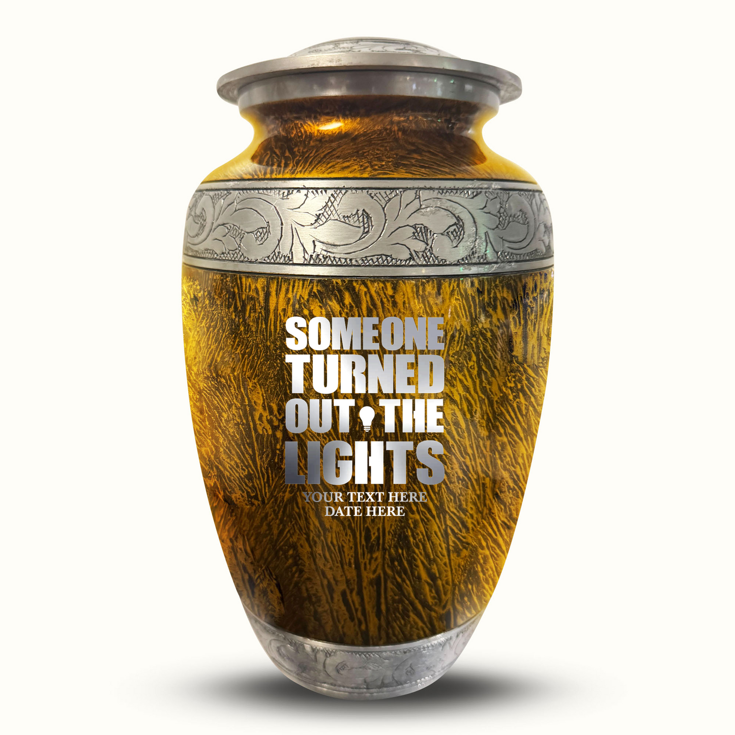Custom Large Cremation Urn for Human Ashes - Elevate Collection - Simple Humor Design - Distressed Finish - 200 Cubic Inch