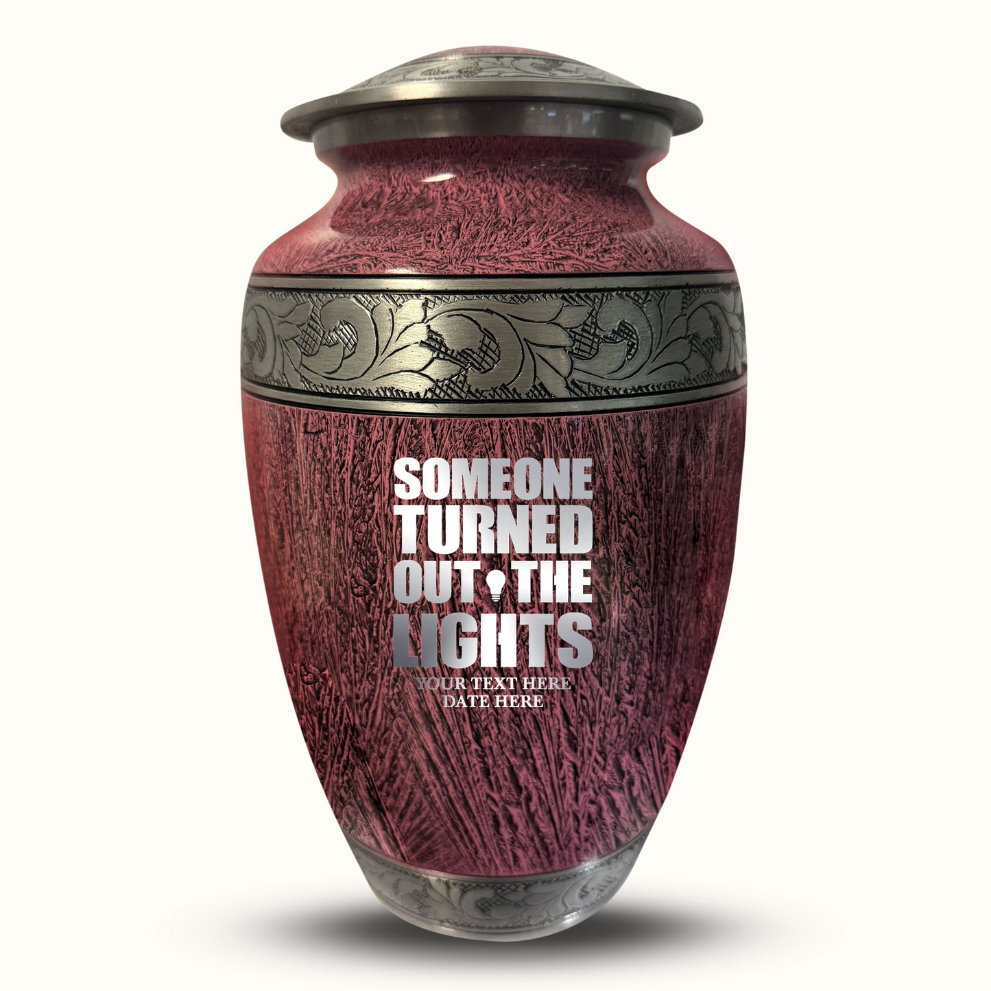 Custom Large Cremation Urn for Human Ashes - Elevate Collection - Simple Humor Design - Distressed Finish - 200 Cubic Inch