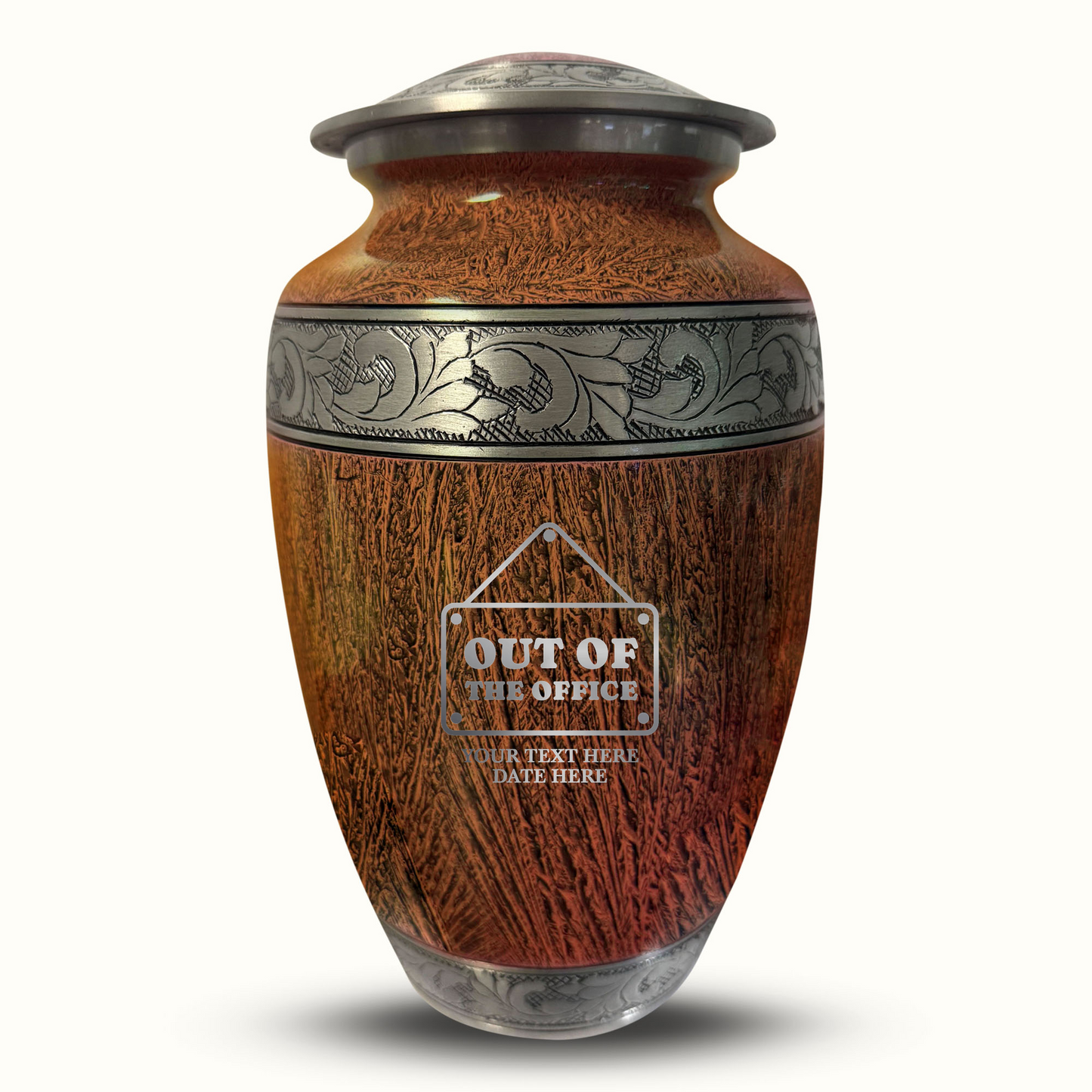 Custom Large Cremation Urn for Human Ashes - Elevate Collection - Funny Office Design - Distressed Finish - 200 Cubic Inch