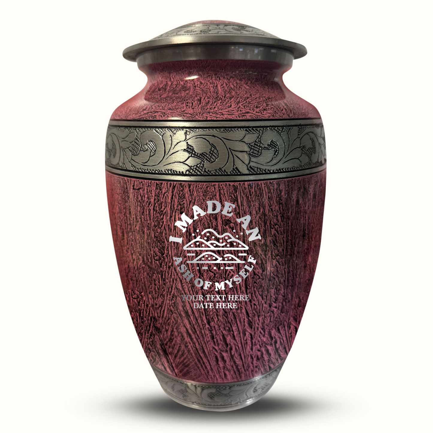 Custom Large Cremation Urn for Human Ashes - Elevate Collection - Dark Humor Design - Distressed Finish - 200 Cubic Inch