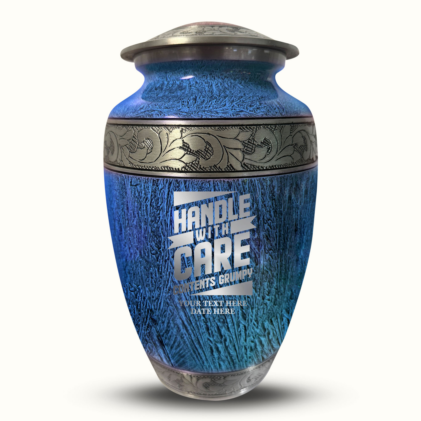 Custom Large Cremation Urn for Human Ashes - Elevate Collection - Simple Humor Design - Distressed Finish - 200 Cubic Inch