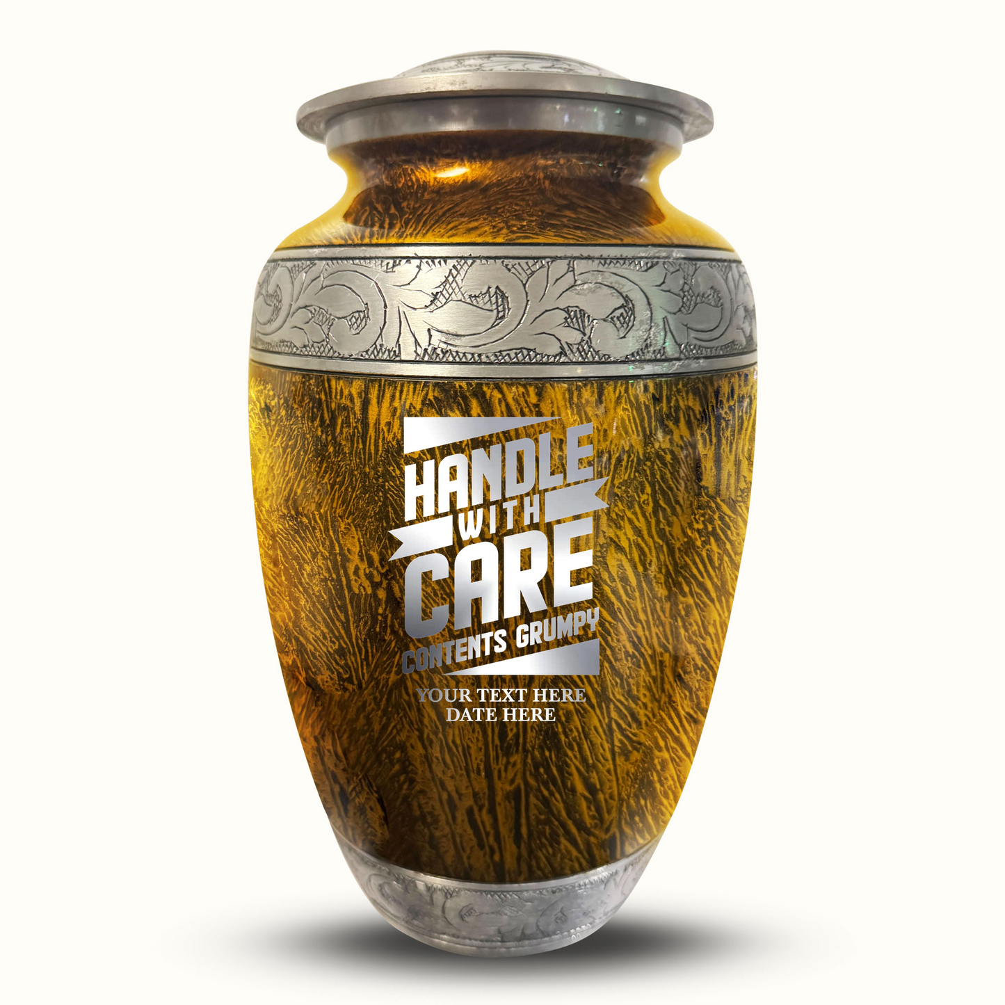 Custom Large Cremation Urn for Human Ashes - Elevate Collection - Simple Humor Design - Distressed Finish - 200 Cubic Inch
