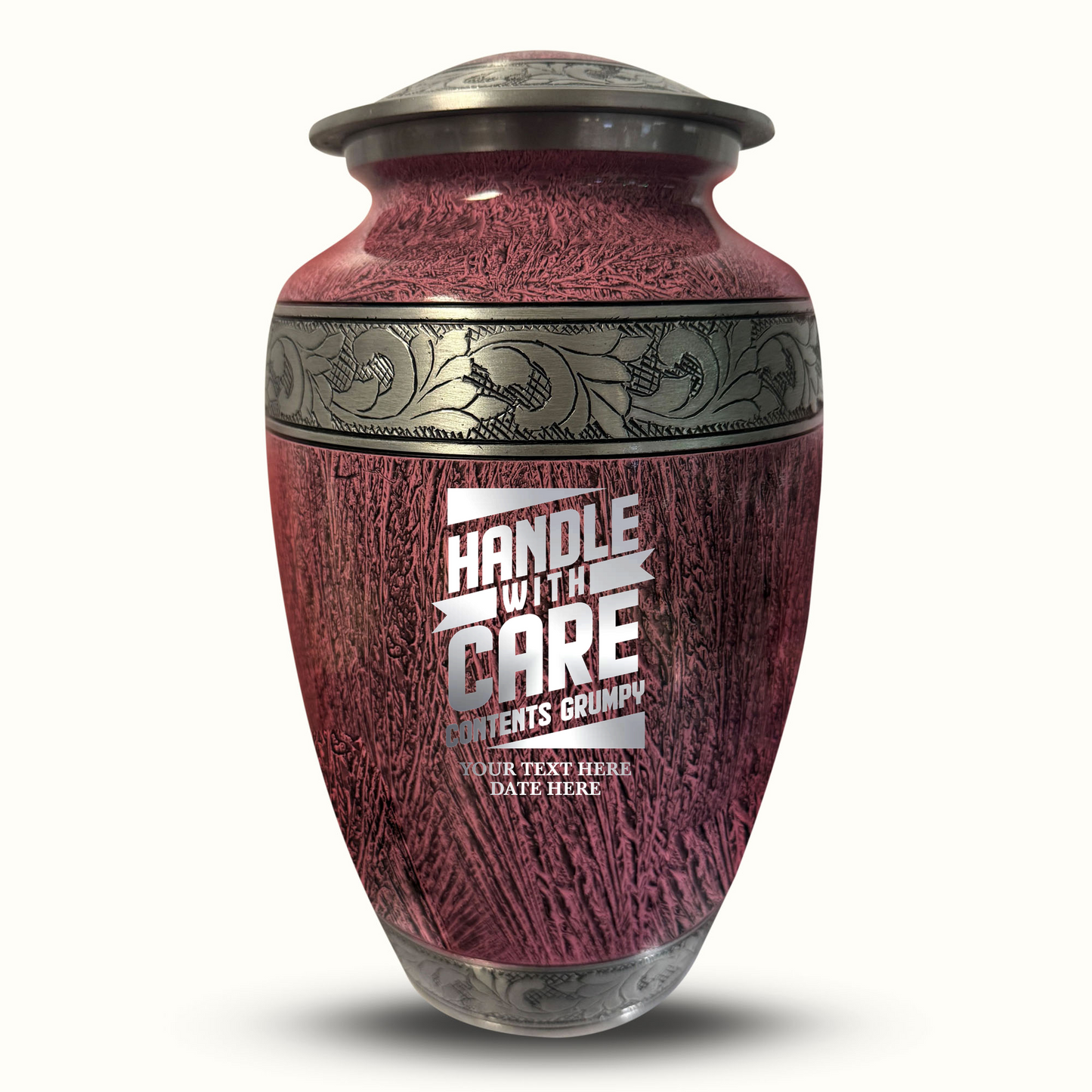 Custom Large Cremation Urn for Human Ashes - Elevate Collection - Simple Humor Design - Distressed Finish - 200 Cubic Inch