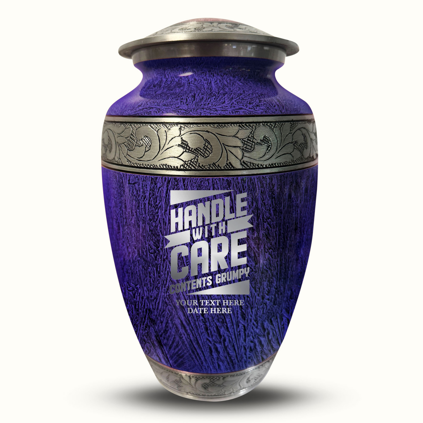 Custom Large Cremation Urn for Human Ashes - Elevate Collection - Simple Humor Design - Distressed Finish - 200 Cubic Inch
