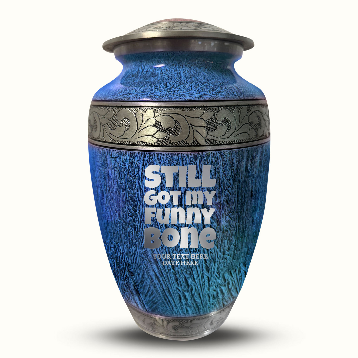 Custom Large Cremation Urn for Human Ashes - Elevate Collection - Simple Humor Design - Distressed Finish - 200 Cubic Inch