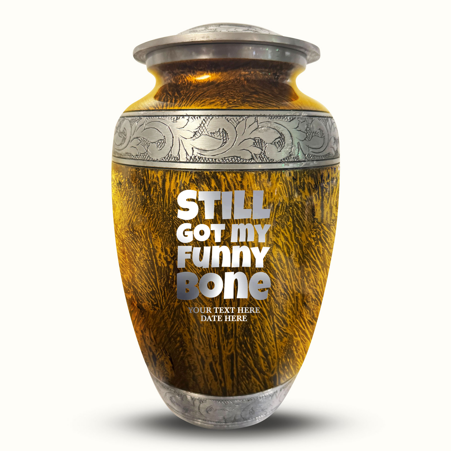Custom Large Cremation Urn for Human Ashes - Elevate Collection - Simple Humor Design - Distressed Finish - 200 Cubic Inch