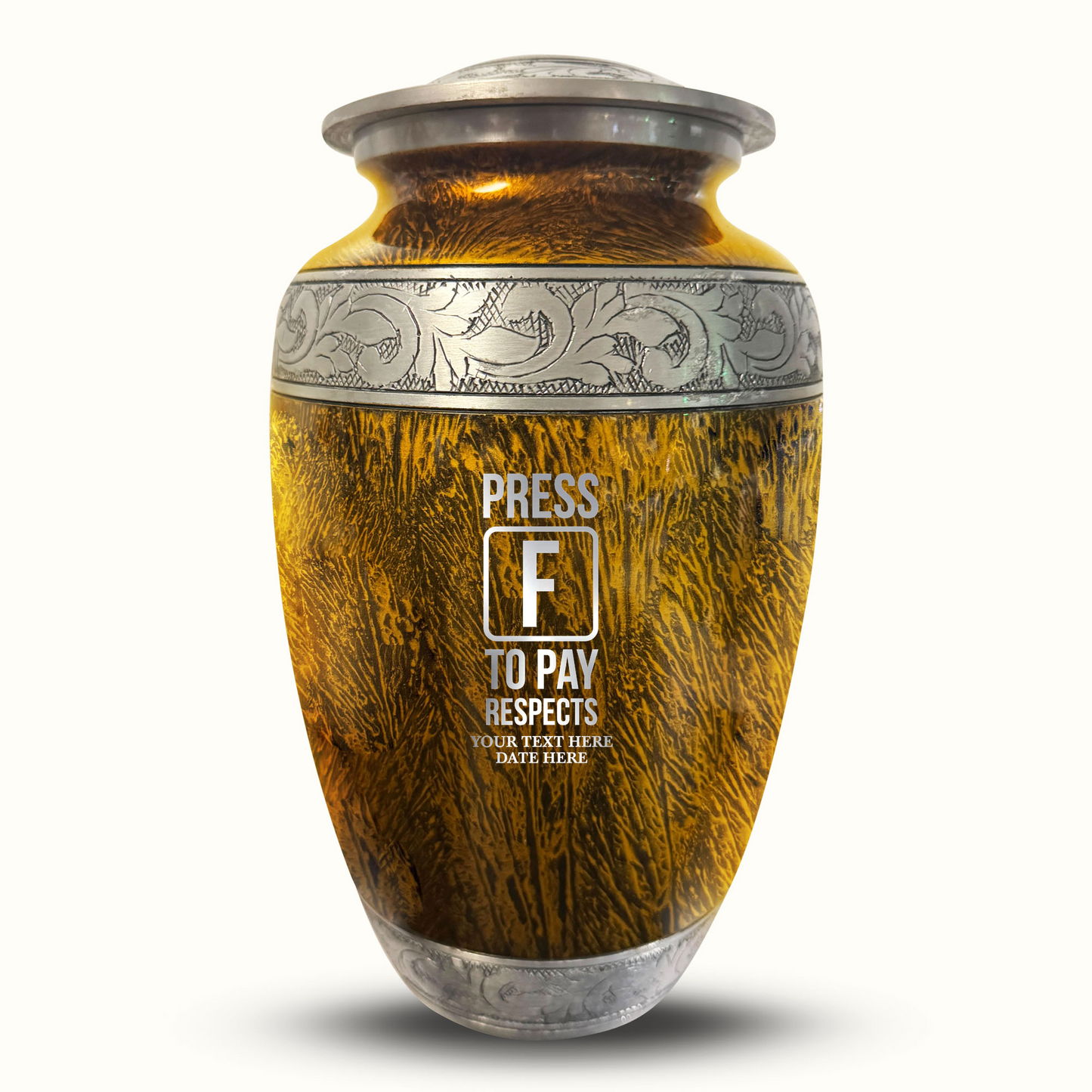 Custom Large Cremation Urn for Human Ashes - Elevate Collection - Funny Gaming Design - Distressed Finish - 200 Cubic Inch