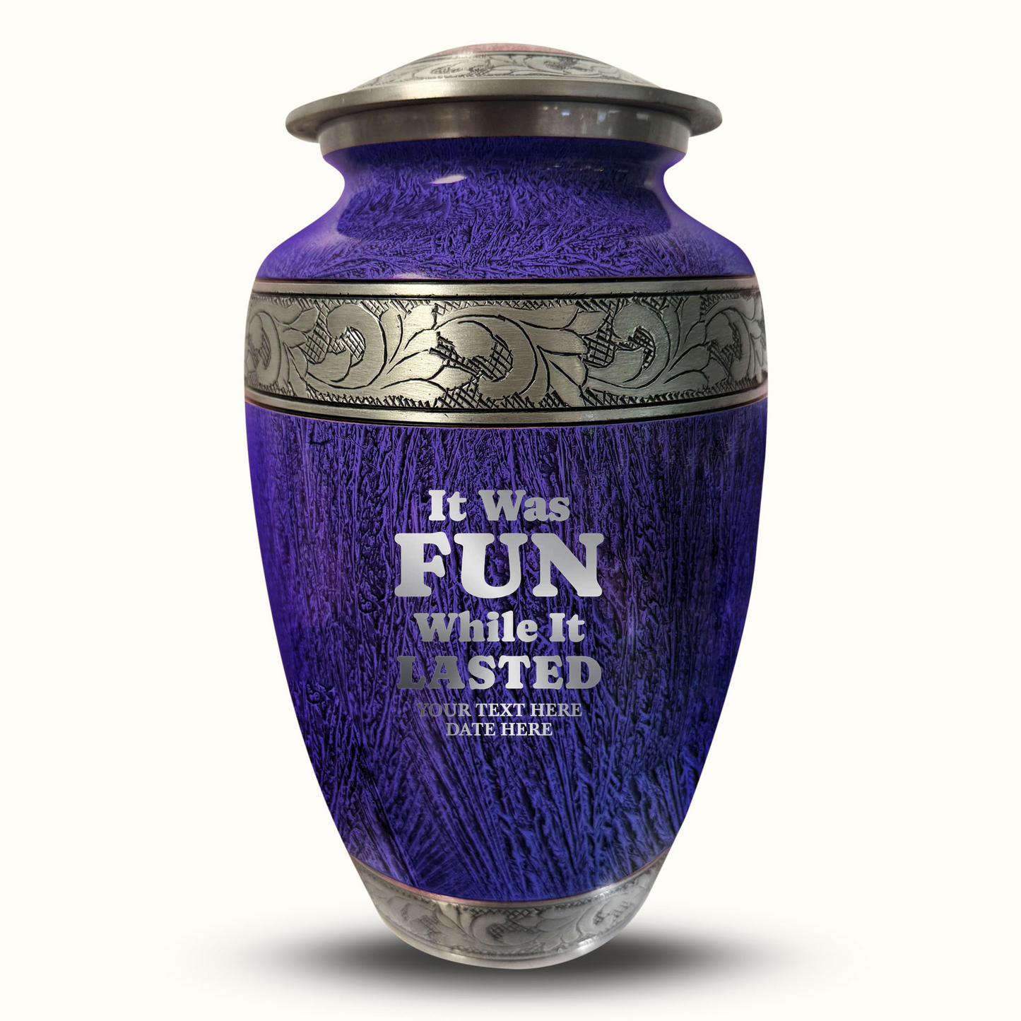 Custom Large Cremation Urn for Human Ashes - Elevate Collection - Dark Humor Design - Distressed Finish - 200 Cubic Inch