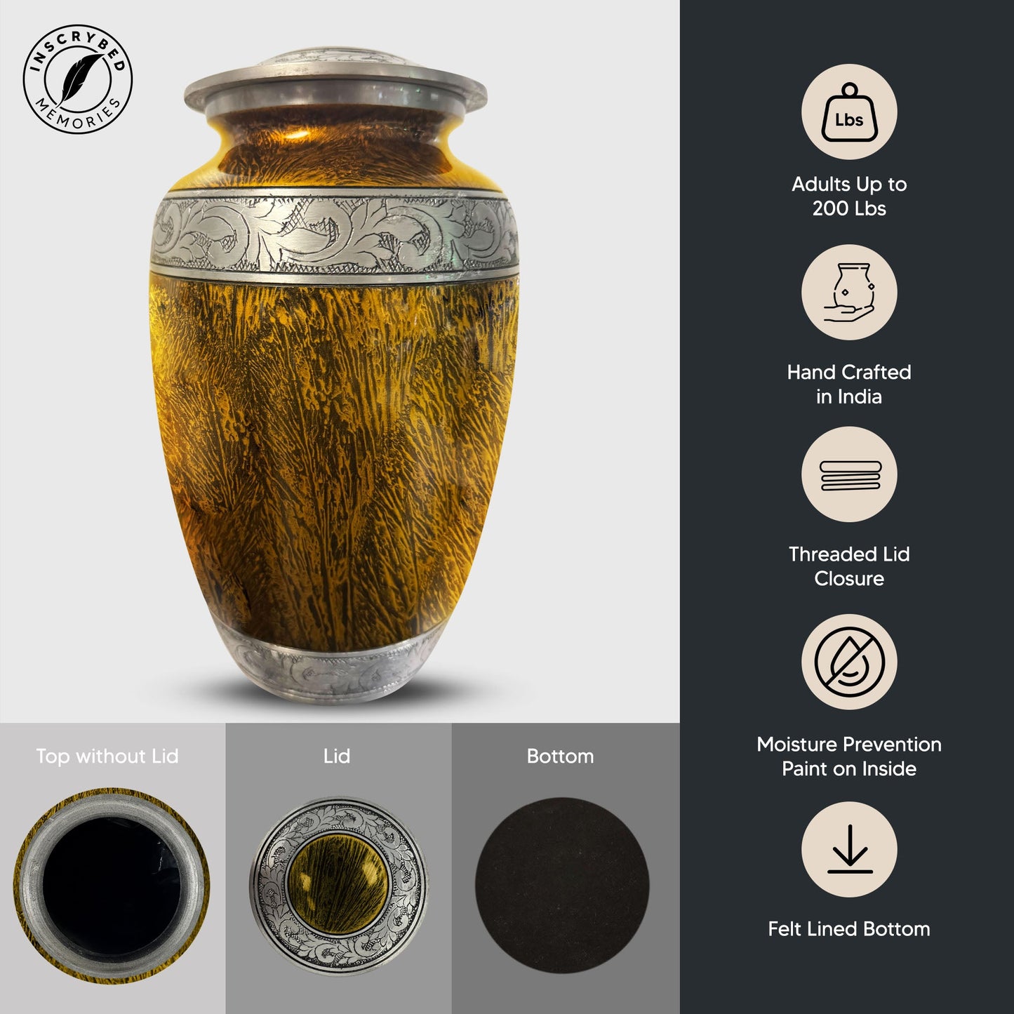 Custom Large Cremation Urn for Human Ashes - Elevate Collection - Funny Religious Design - Distressed Finish - 200 Cubic Inch