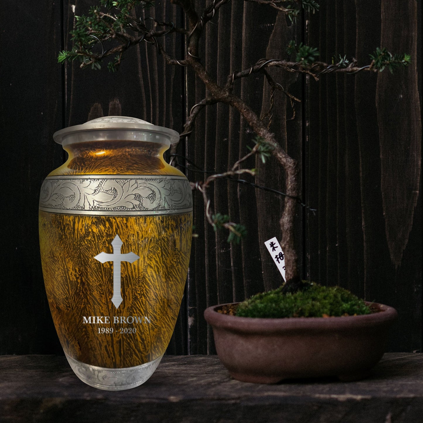 Custom Large Cremation Urn for Human Ashes - Elevate Collection - Funny Religious Design - Distressed Finish - 200 Cubic Inch