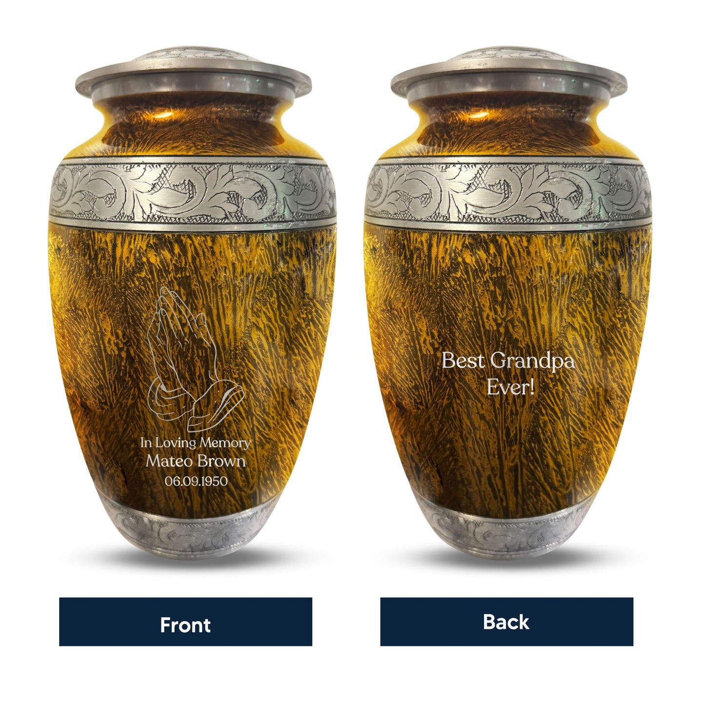 Custom Large Cremation Urn for Human Ashes - Elevate Collection - Funny Religious Design - Distressed Finish - 200 Cubic Inch