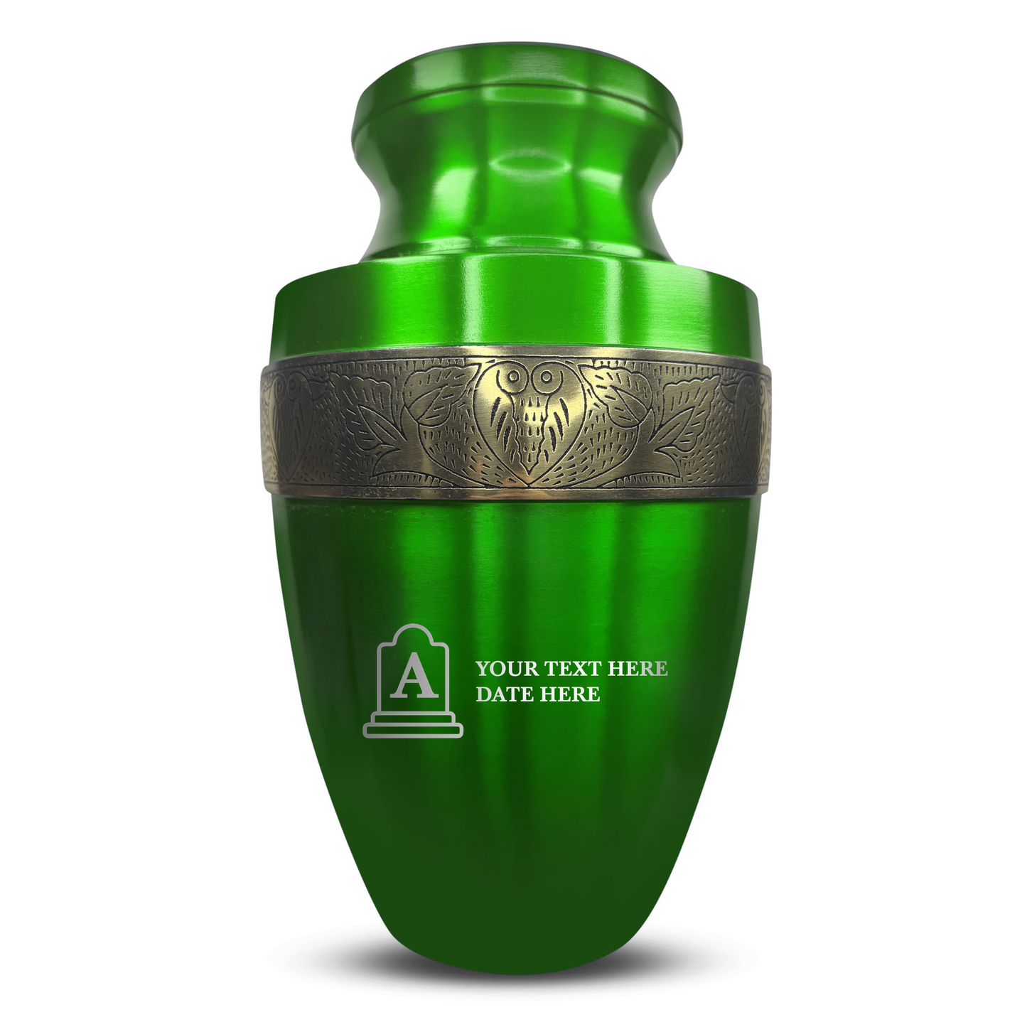Personalized Adult Cremation Urn with Custom Engraved Name, Date and Funny Tombstone Design Metal Aluminum Vessel for Ashes and Remains | Elite Collection with Gold Inlay | 200 Cubic Inch