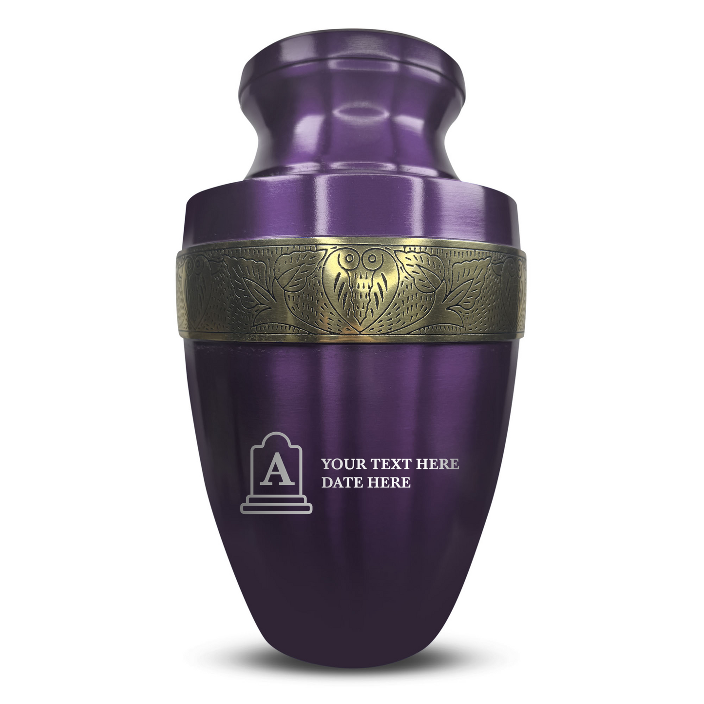 Personalized Adult Cremation Urn with Custom Engraved Name, Date and Funny Tombstone Design Metal Aluminum Vessel for Ashes and Remains | Elite Collection with Gold Inlay | 200 Cubic Inch