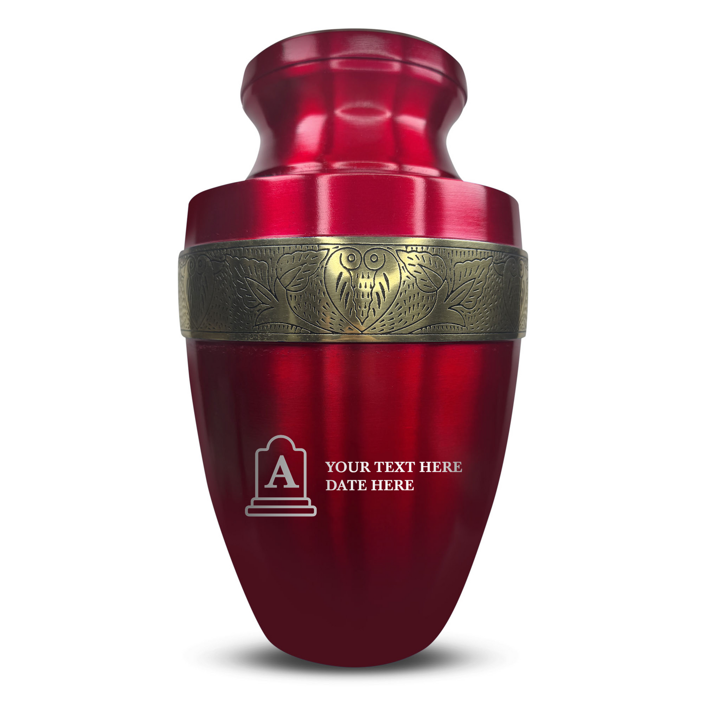 Personalized Adult Cremation Urn with Custom Engraved Name, Date and Funny Tombstone Design Metal Aluminum Vessel for Ashes and Remains | Elite Collection with Gold Inlay | 200 Cubic Inch