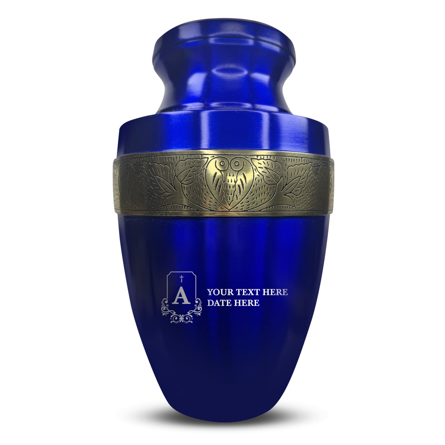Personalized Adult Cremation Urn with Custom Engraved Name, Date and Funny Tombstone Design Metal Aluminum Vessel for Ashes and Remains | Elite Collection with Gold Inlay | 200 Cubic Inch