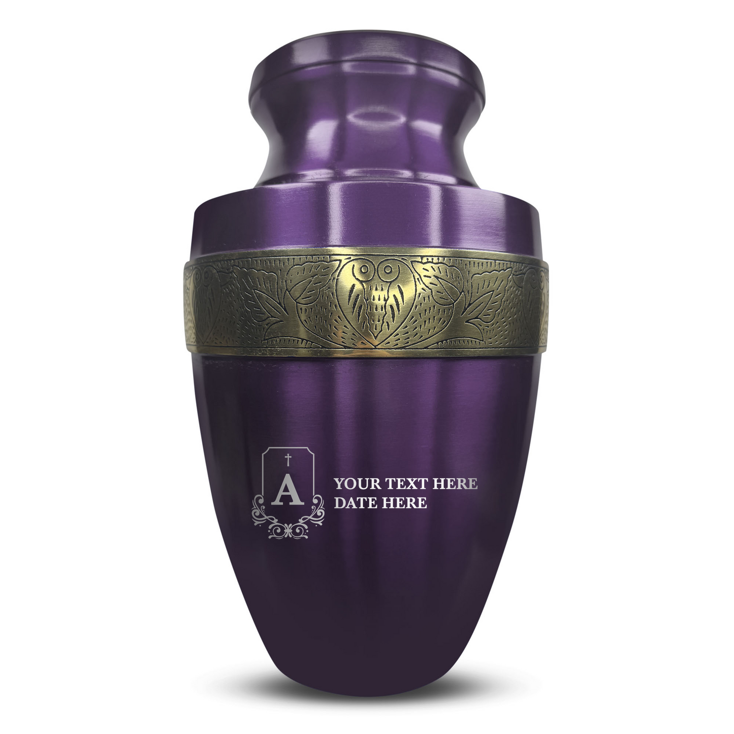 Personalized Adult Cremation Urn with Custom Engraved Name, Date and Funny Tombstone Design Metal Aluminum Vessel for Ashes and Remains | Elite Collection with Gold Inlay | 200 Cubic Inch