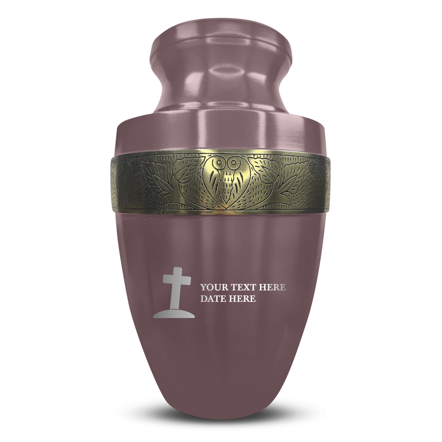 Personalized Adult Cremation Urn with Custom Engraved Name, Date and Funny Tombstone Design Metal Aluminum Vessel for Ashes and Remains | Elite Collection with Gold Inlay | 200 Cubic Inch